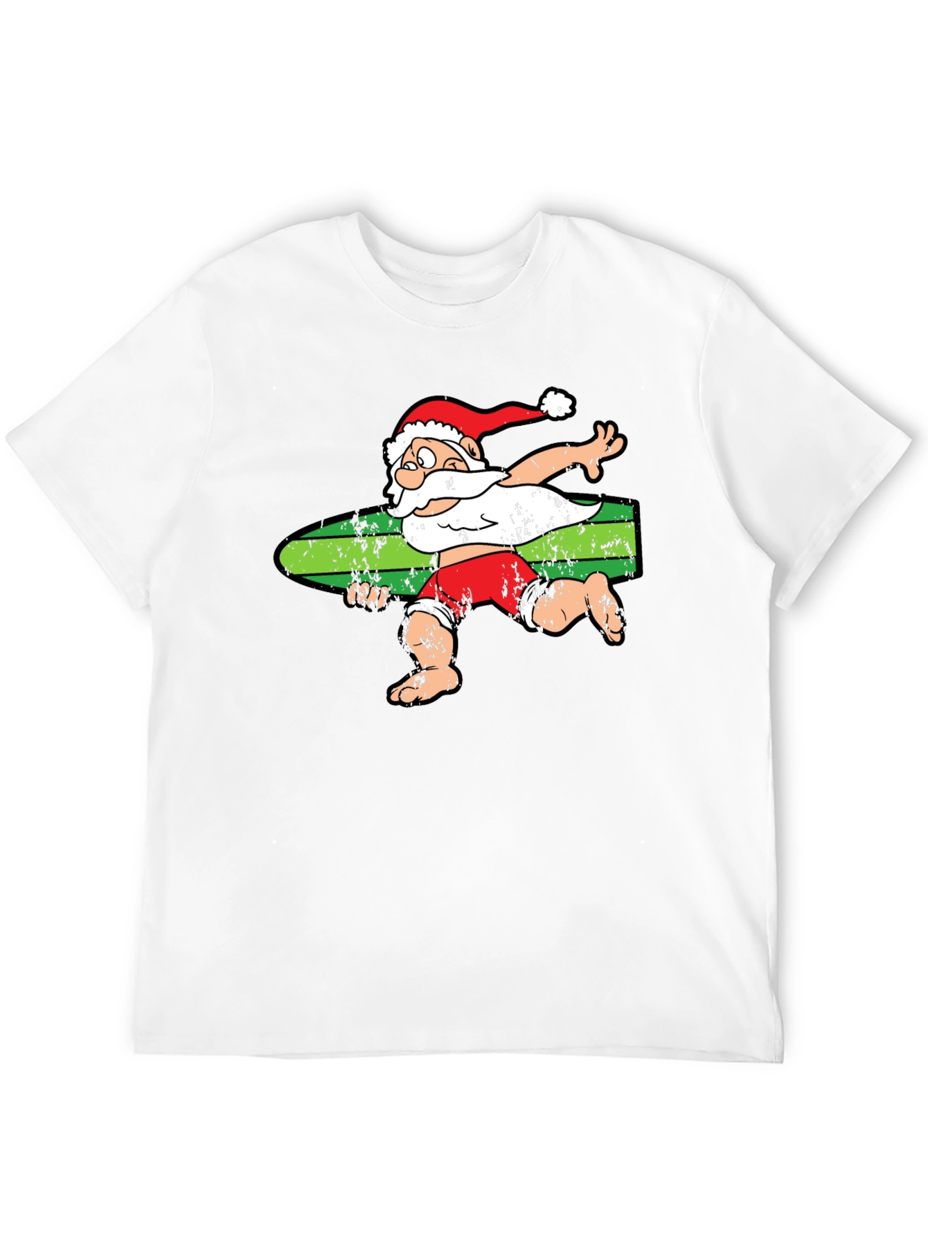 Black Surfing Santa T-Shirt - Christmas Holiday Tee view 12