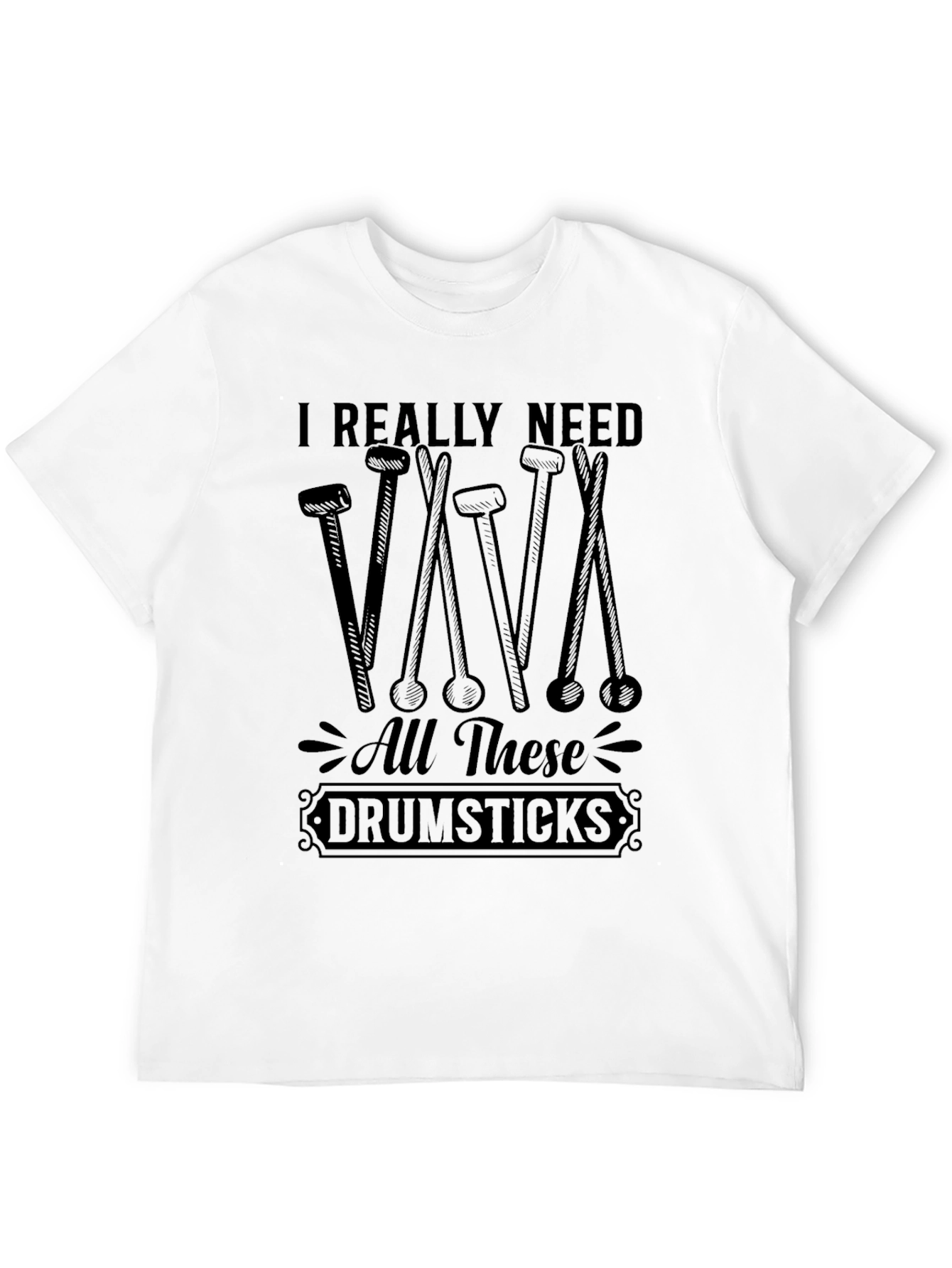 Black I Really Need All These Drumsticks T-Shirt - Black view 12