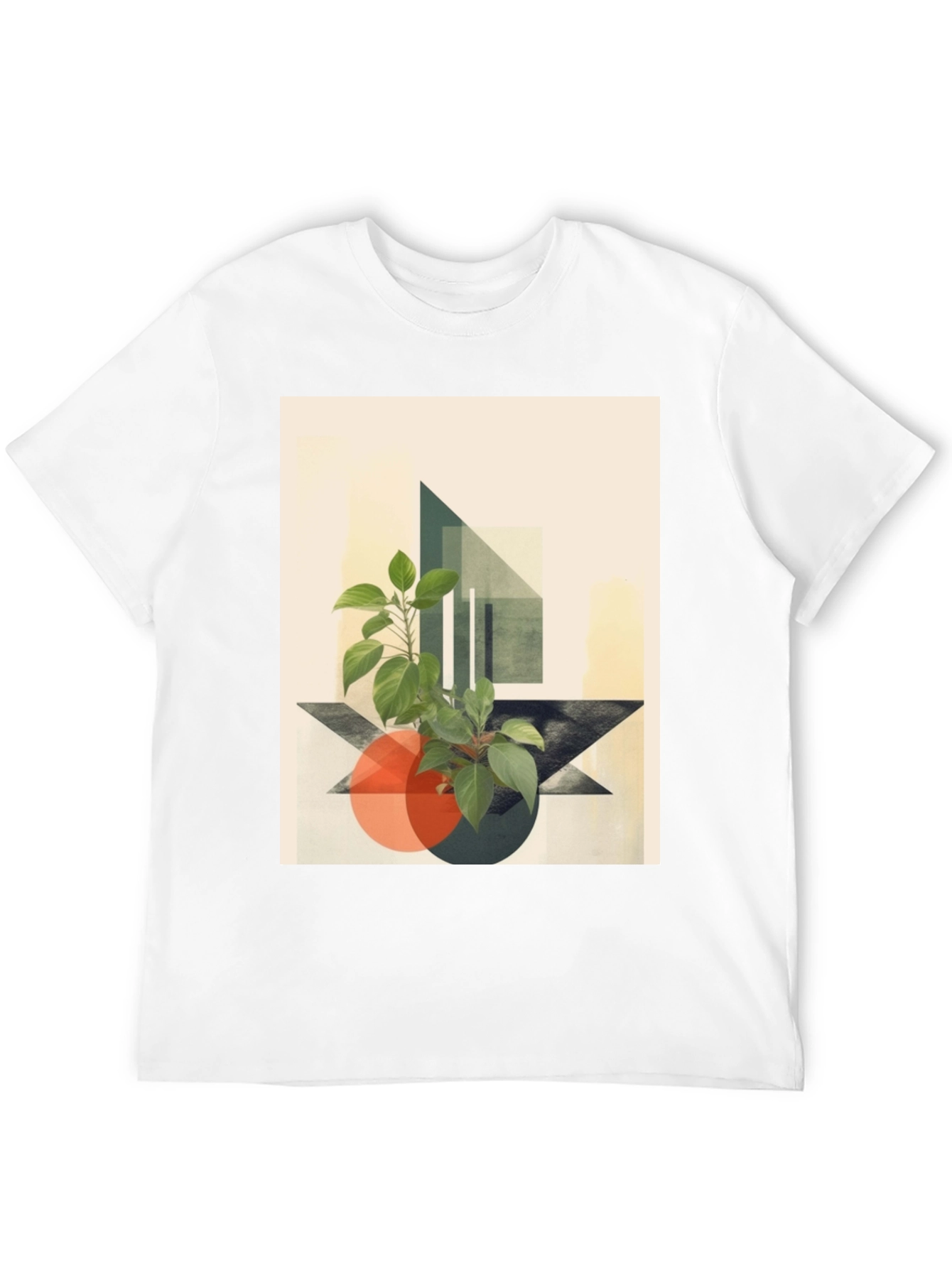 Black Abstract Geometric Plant T-Shirt view 12