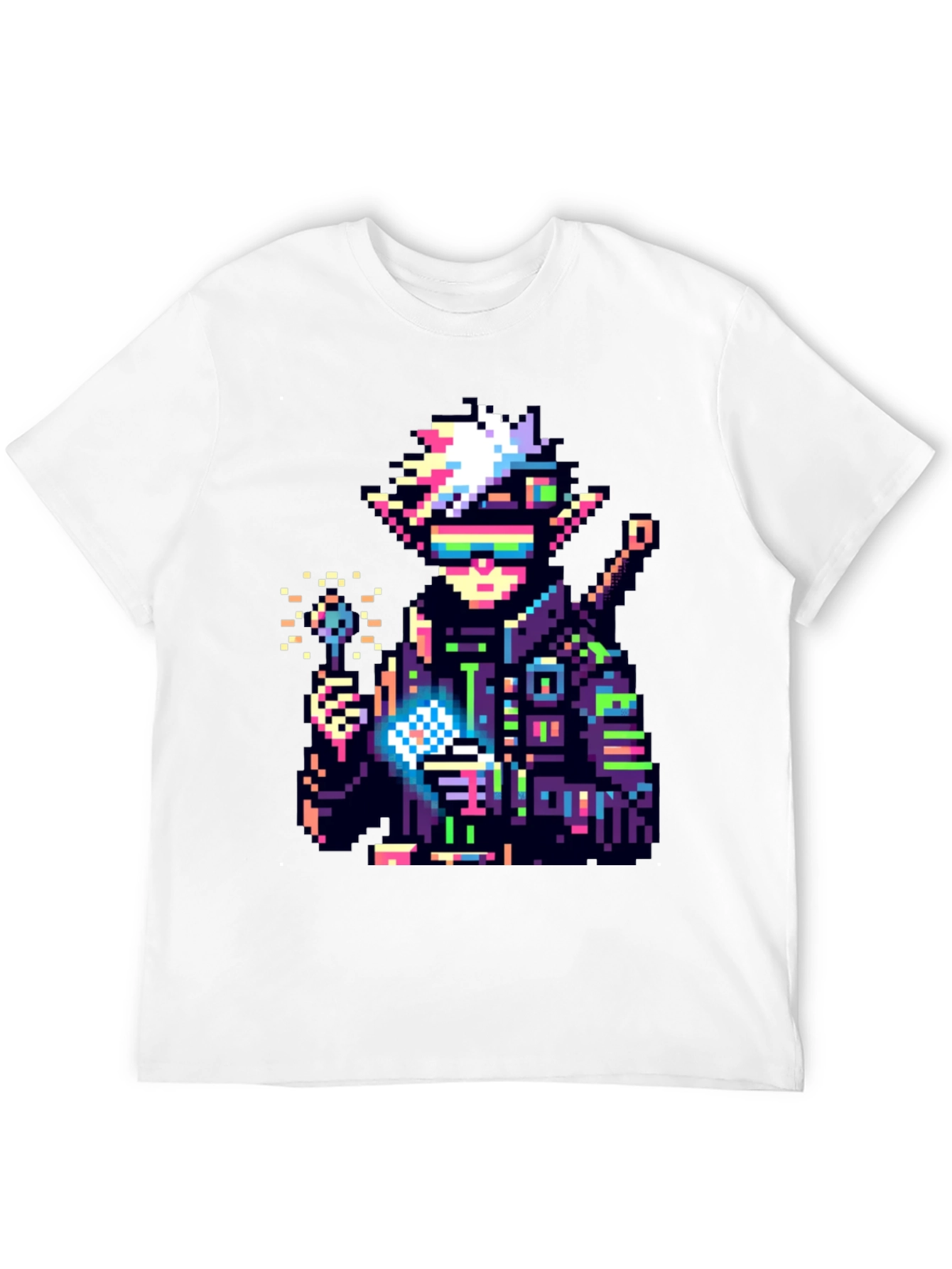Black Pixel Cyberpunk Elf T-Shirt view 12