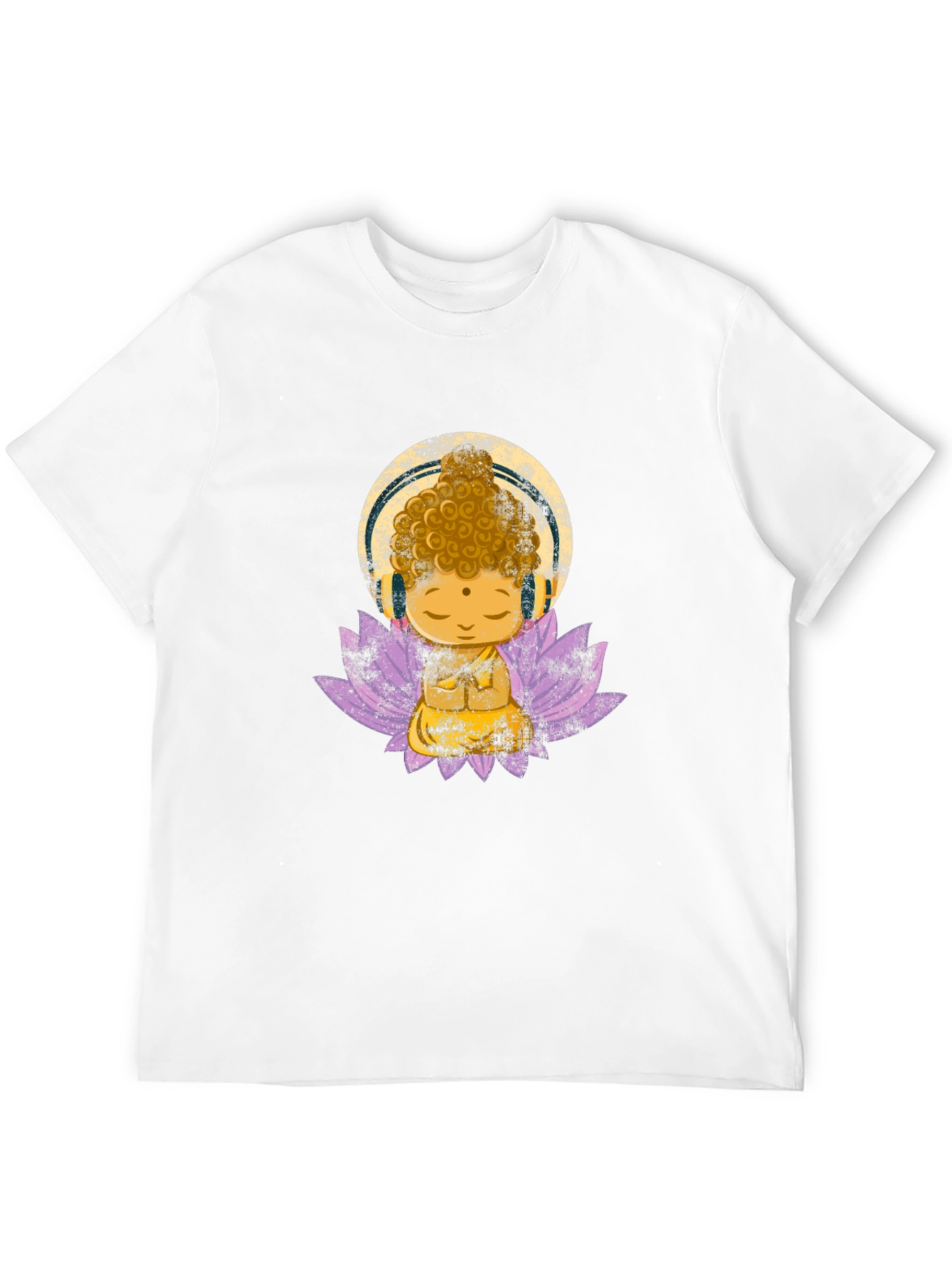 Black Buddha with Headphones Graphic Tee view 12