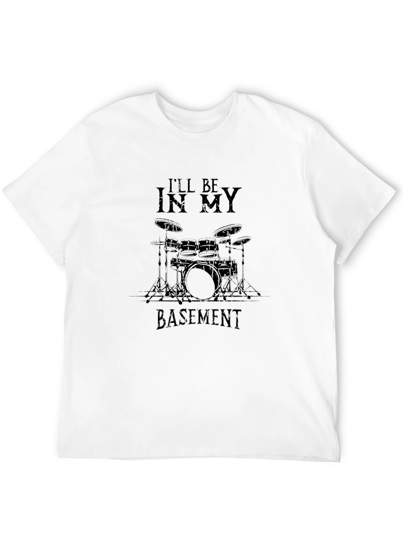 Black I'll Be In My Basement Drum Set Graphic T-Shirt view 12