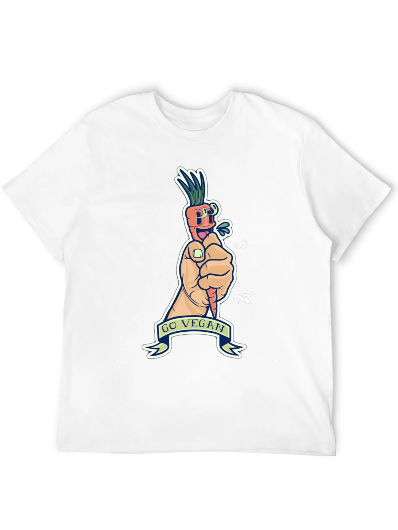 Black Go Vegan Carrot Graphic Tee - Black Cotton T-Shirt view 12