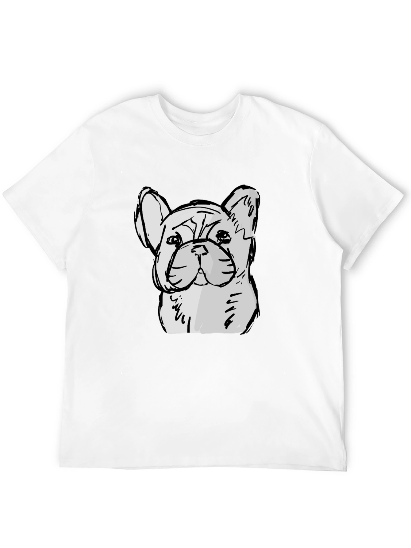Black French Bulldog Sketch Graphic Black T-Shirt view 12