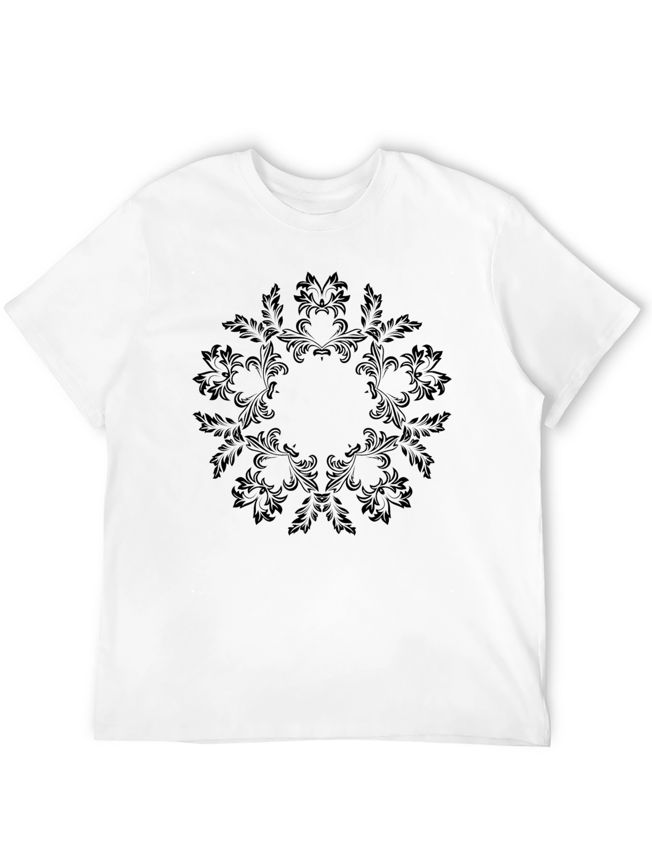 Black Elegant Black Floral Mandala T-Shirt view 12