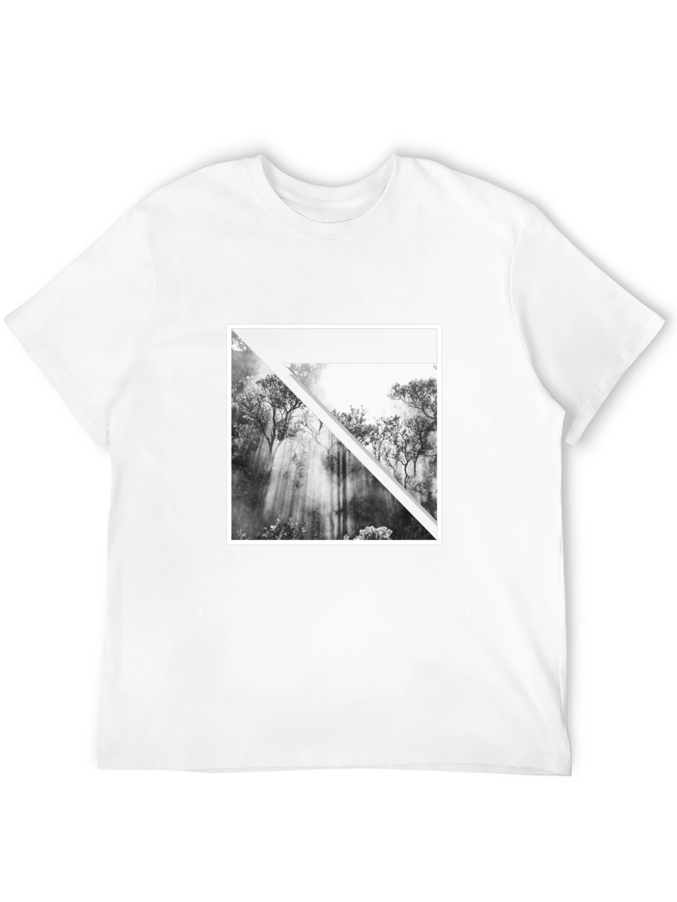 Black Abstract Forest Graphic Tee - Black Cotton T-Shirt view 12