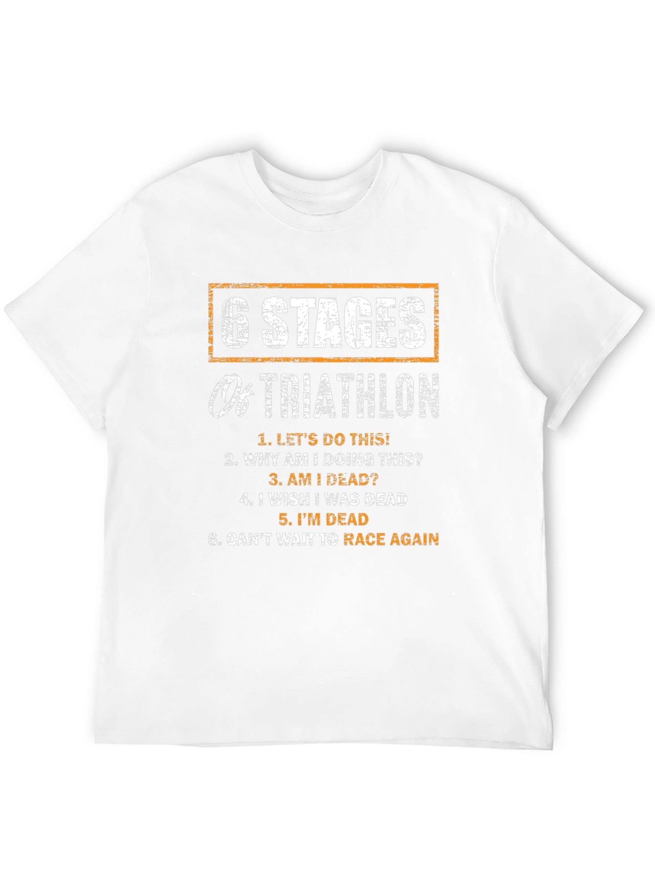 Black 6 Stages of Triathlon Funny T-Shirt view 12