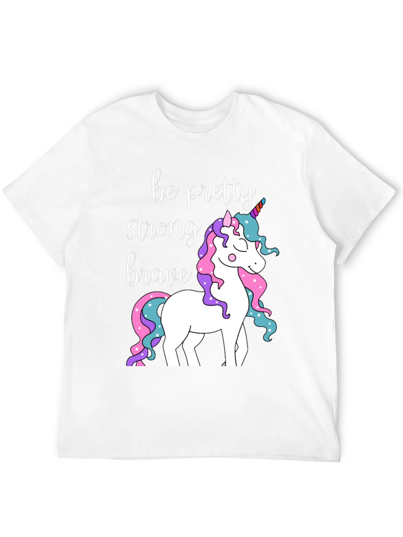 Black Be Pretty Strong Brave Unicorn Graphic T-Shirt view 12