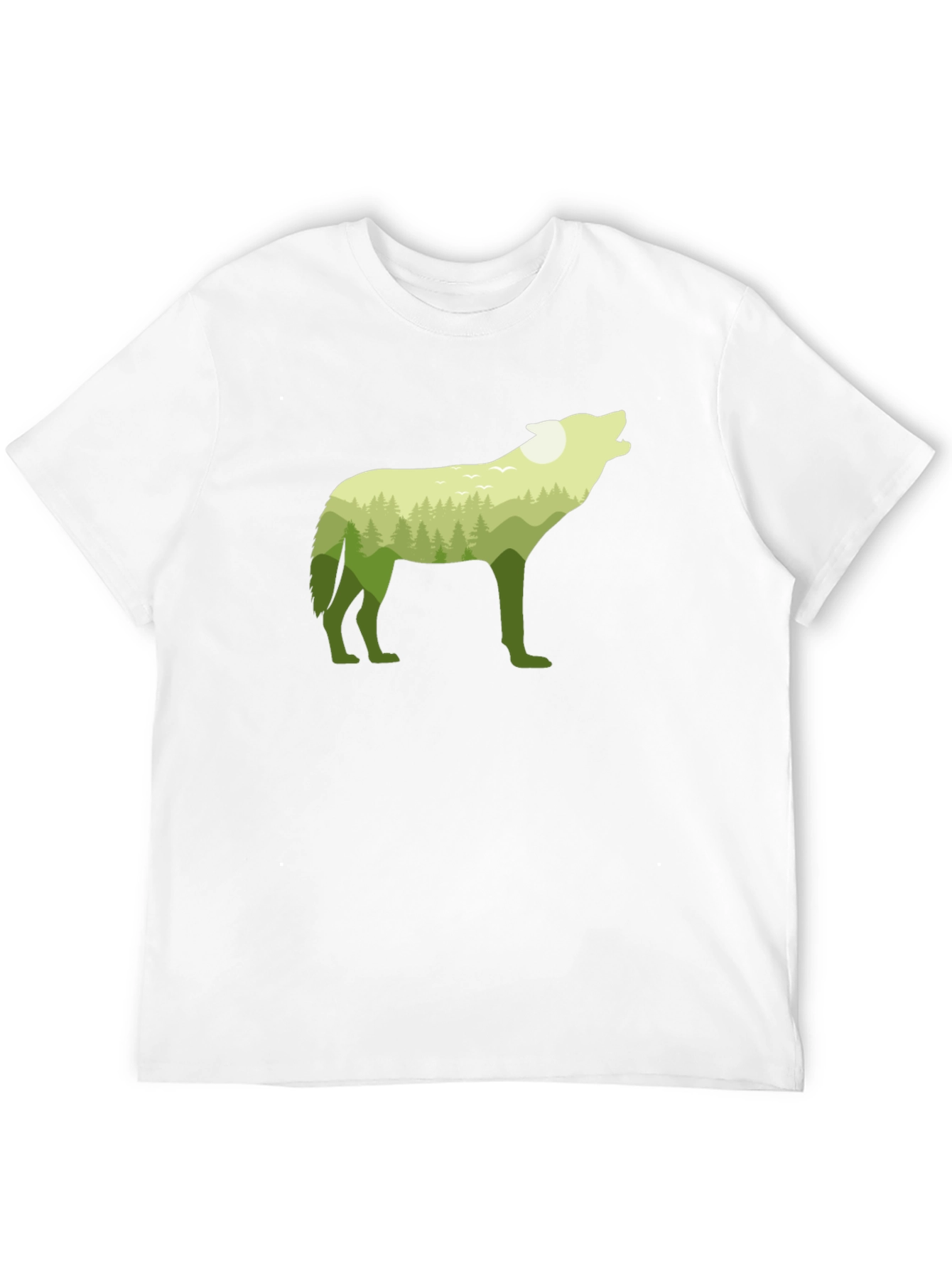 Black Wolf Silhouette Forest Graphic Tee - Black Cotton Blend view 12