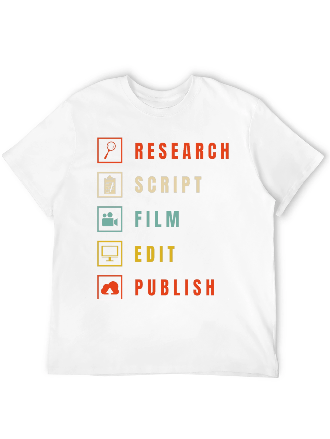 Black Film Crew Process T-Shirt - Research, Script, Film, Edit, Publish view 12