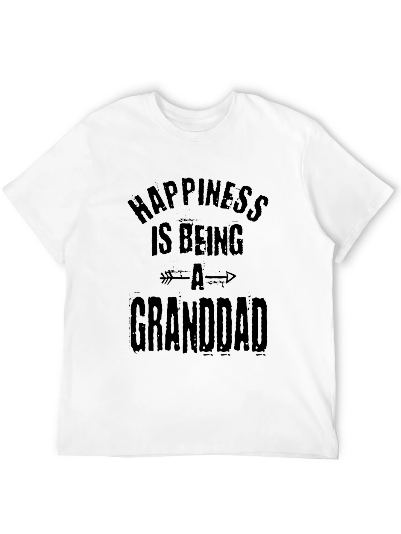 Black Happiness Is Being A Granddad Men's Black T-Shirt view 12