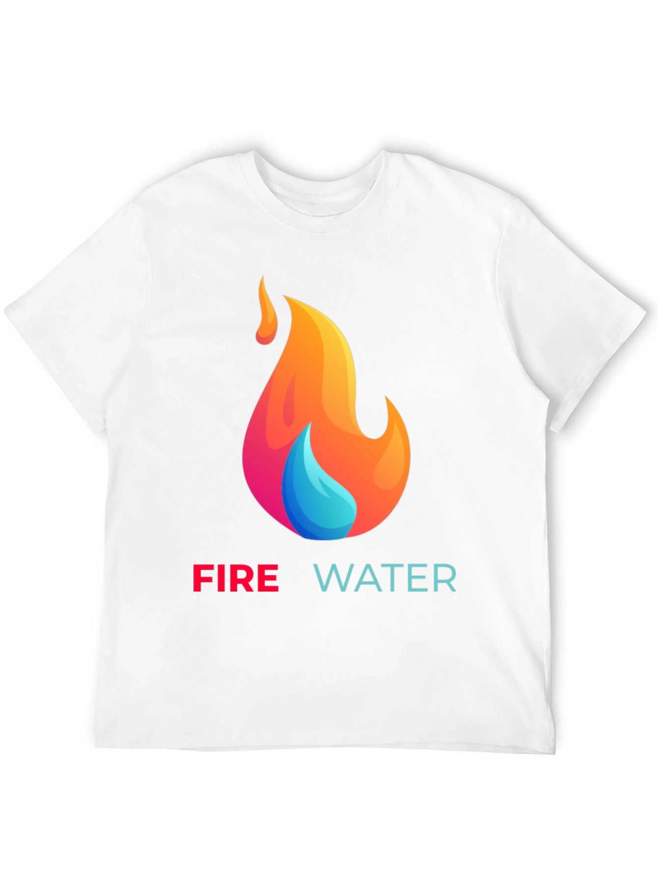 Fire and Water Graphic T-Shirt - Black Cotton Tee - 12