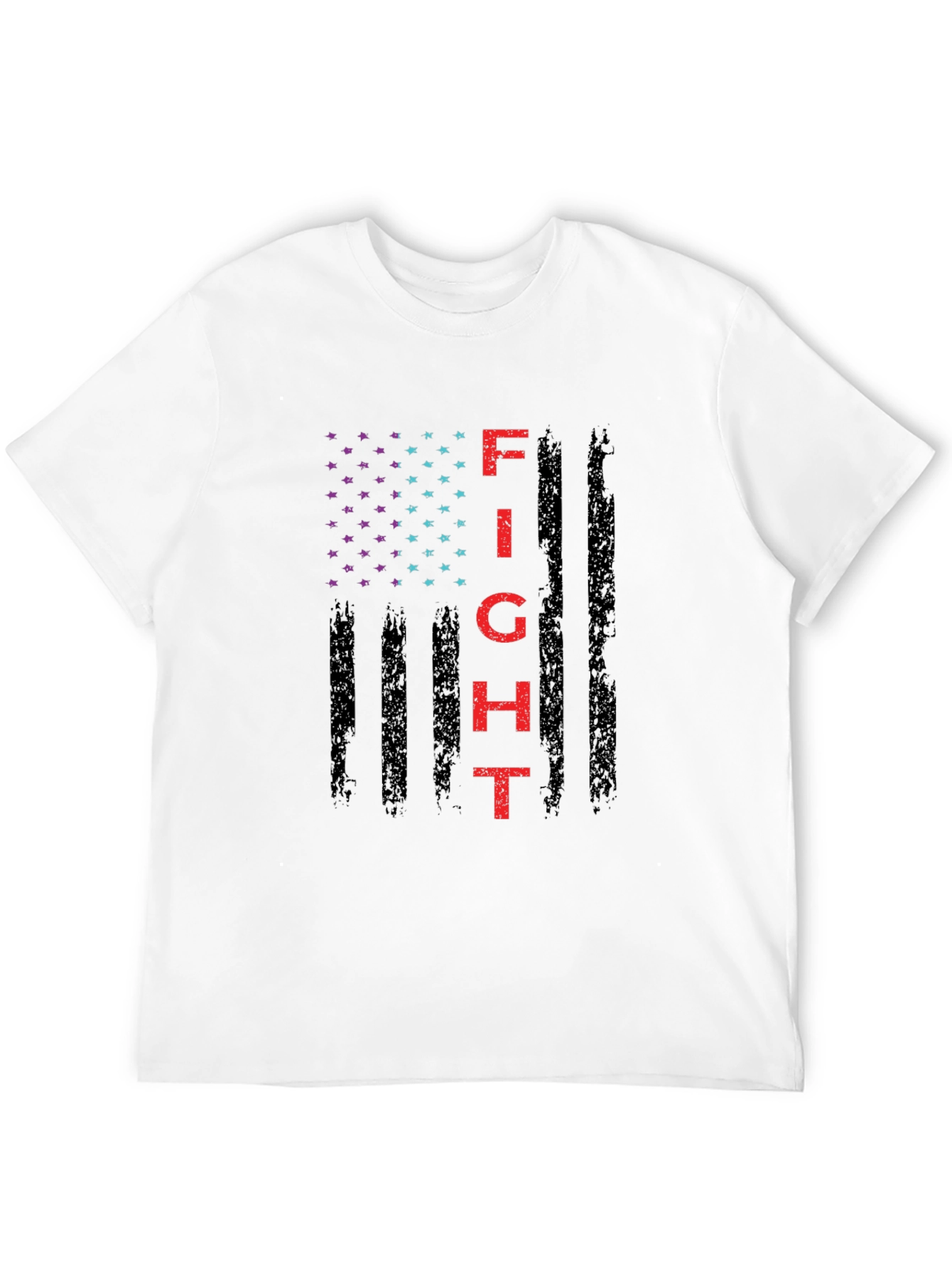 Black Fight Graphic T-Shirt - Patriotic American Flag Design view 12
