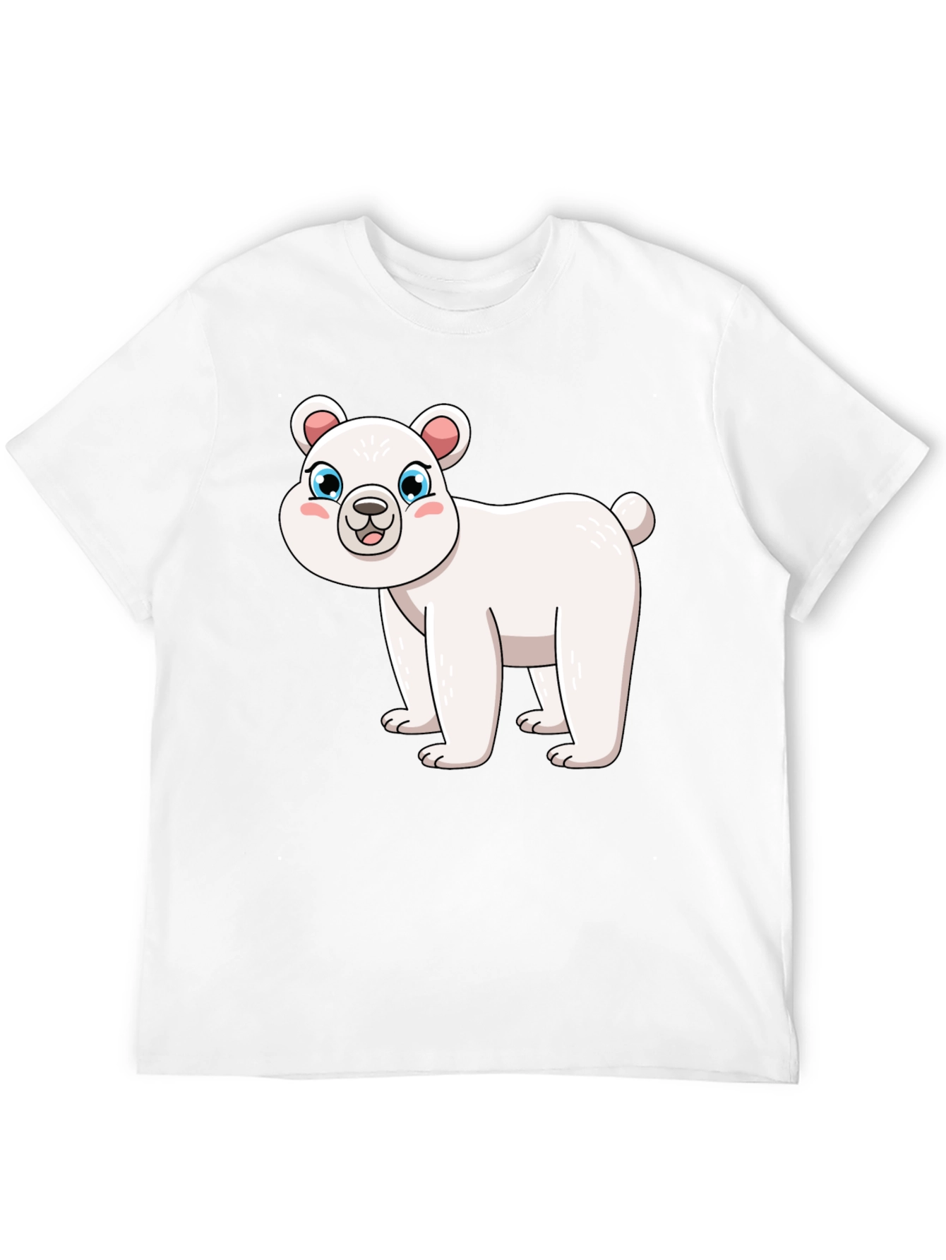 Black Cute Polar Bear Graphic Black T-Shirt view 12