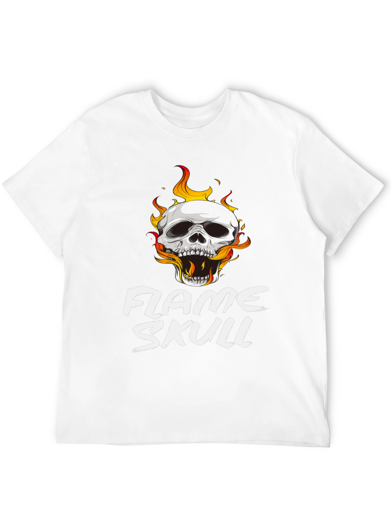 Black Flame Skull Graphic Black T-Shirt view 12