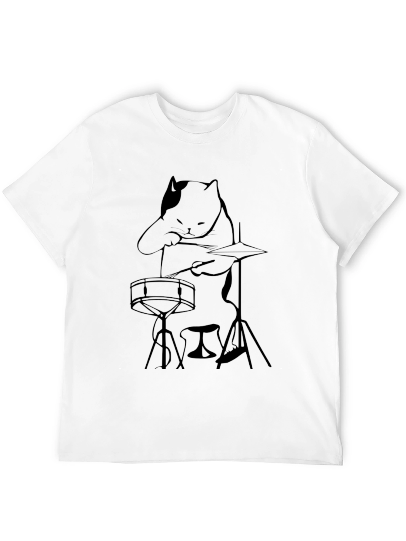 Black Cool Cat Drummer Black T-Shirt view 12
