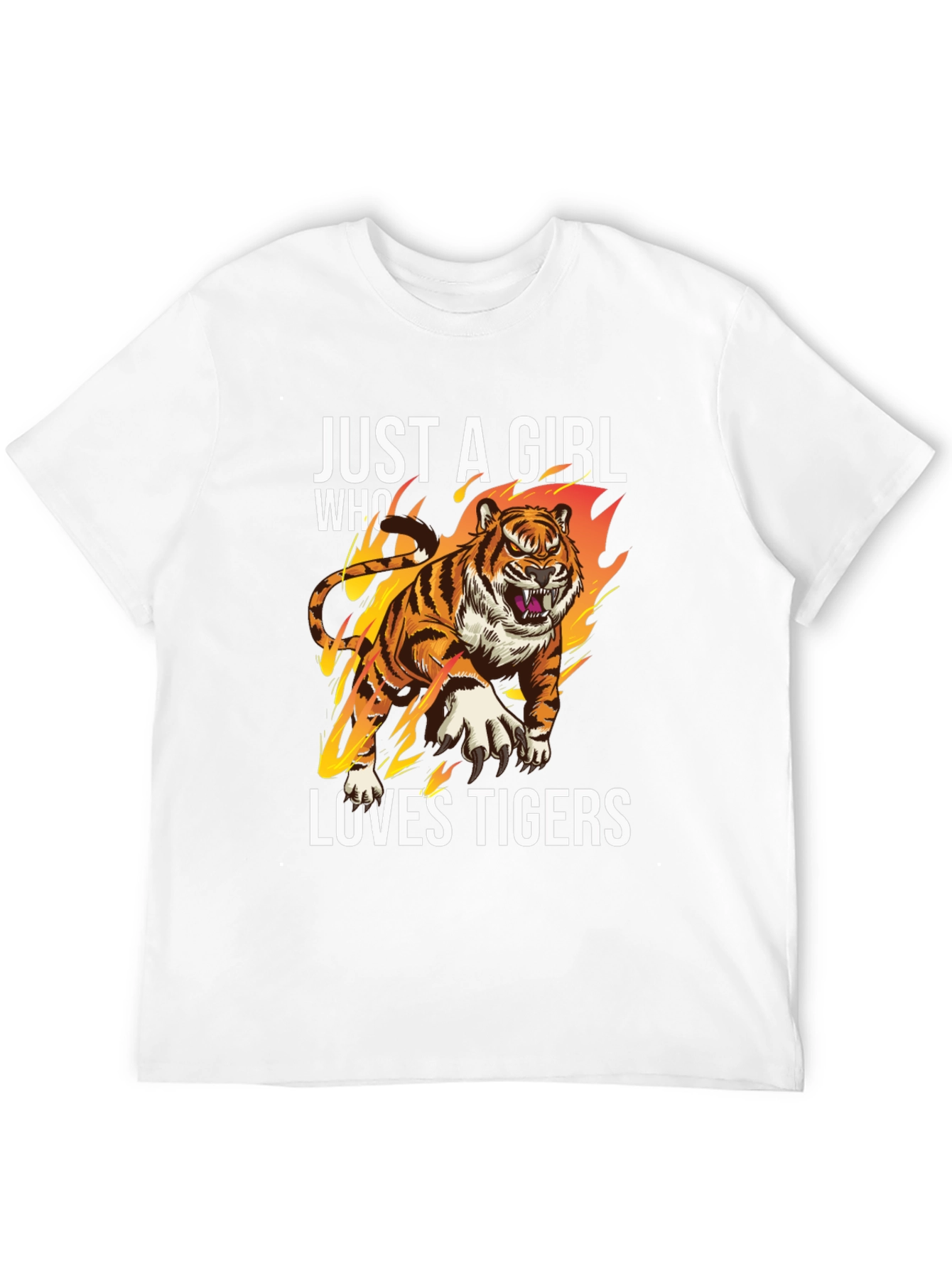 Black Just A Girl Who Loves Tigers Graphic T-Shirt view 12