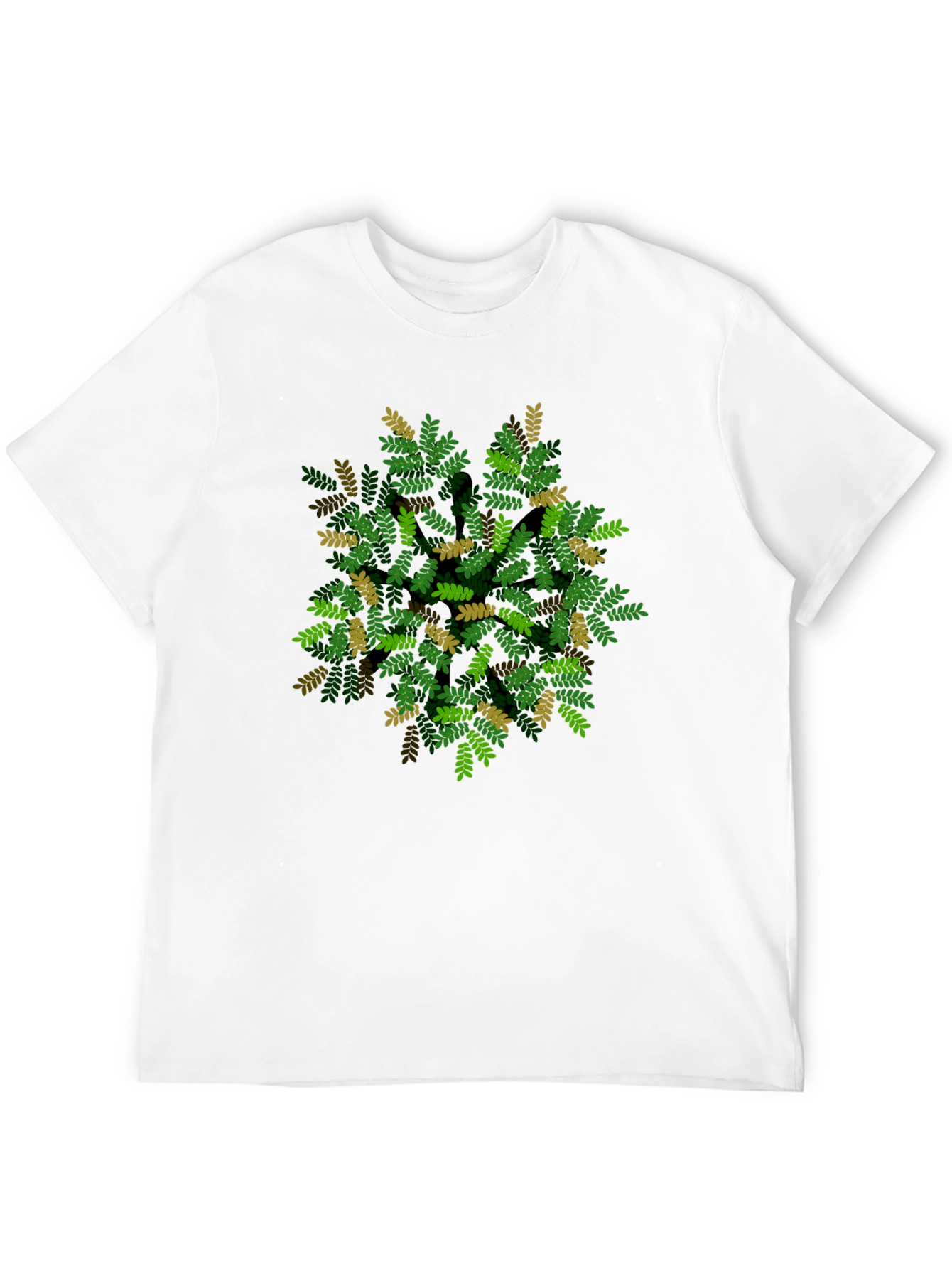 Black Leaf Pattern Black T-Shirt - Nature Inspired Design view 12