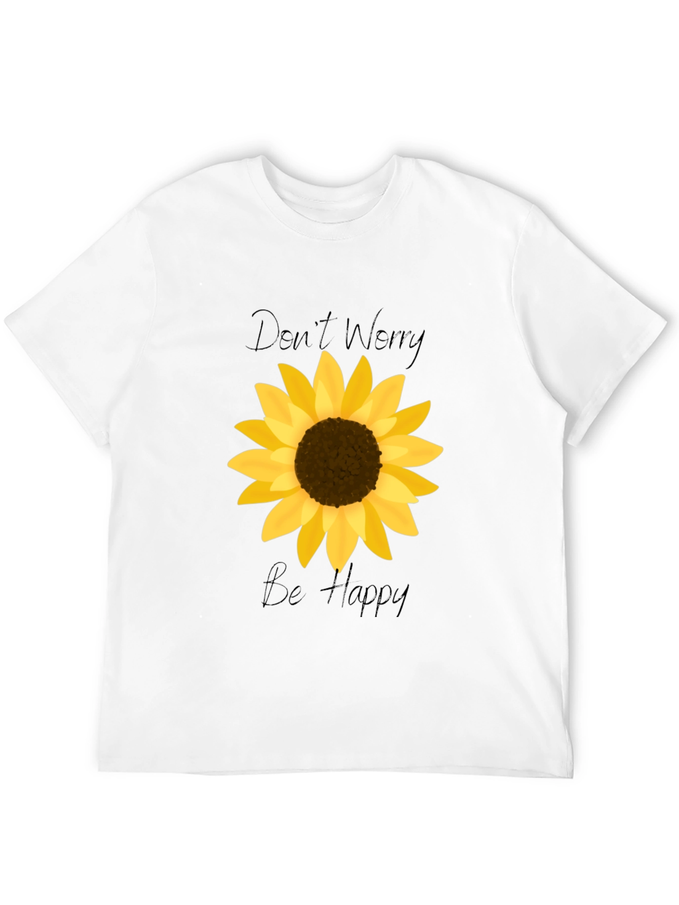 Black Don't Worry Be Happy Sunflower Graphic Tee view 12