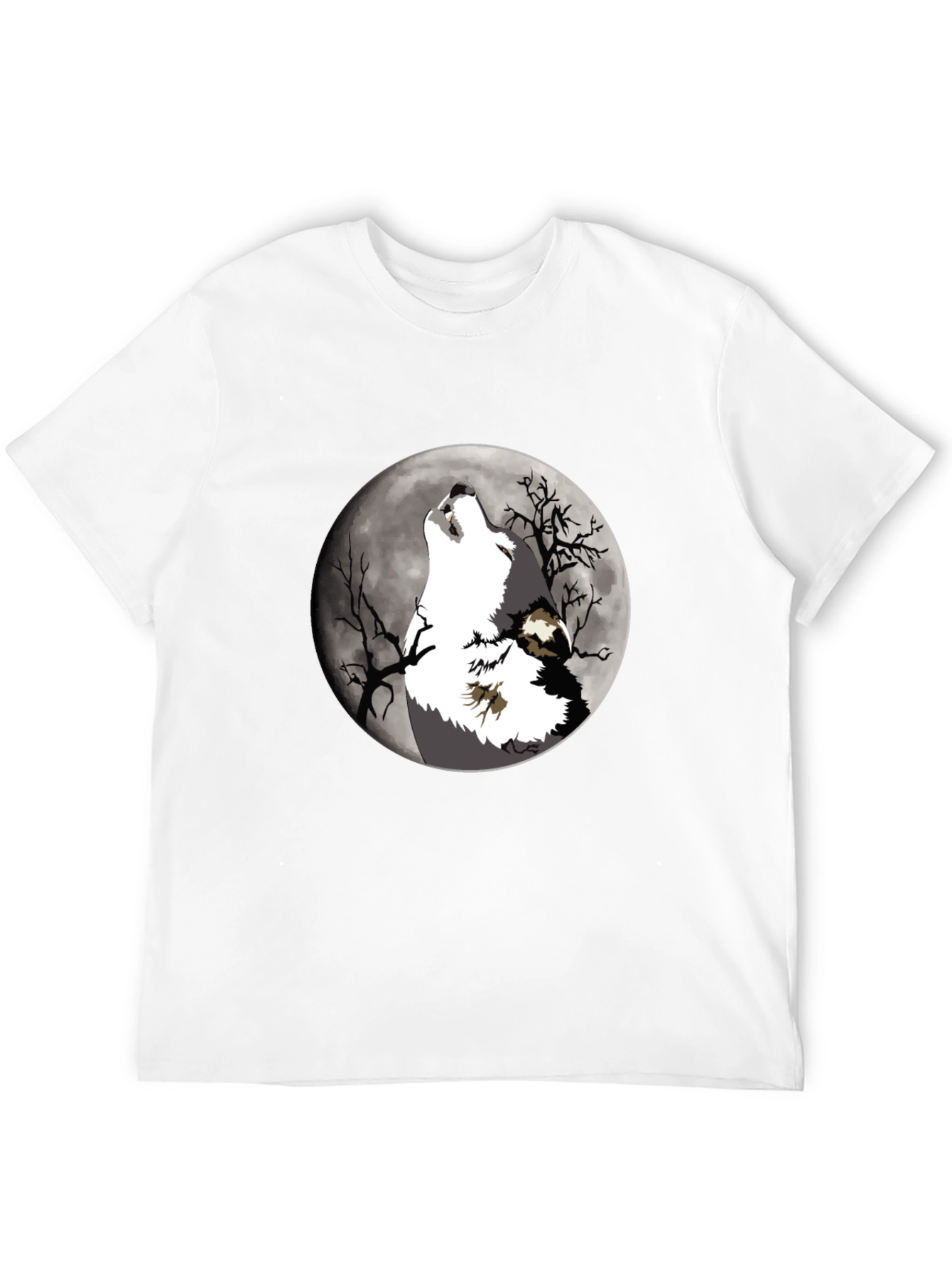 Black Wolf Howling at Moon Graphic T-Shirt view 12