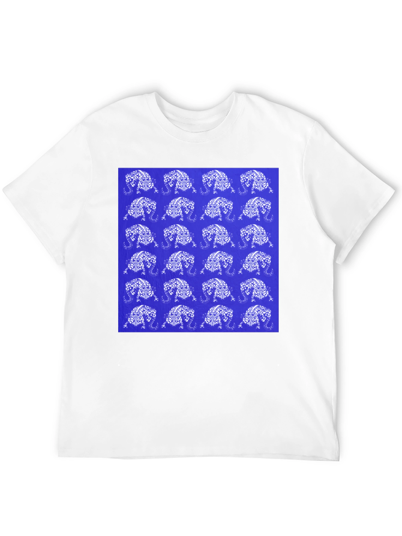 Black Patterned Elephant Print Crew Neck T-Shirt view 12
