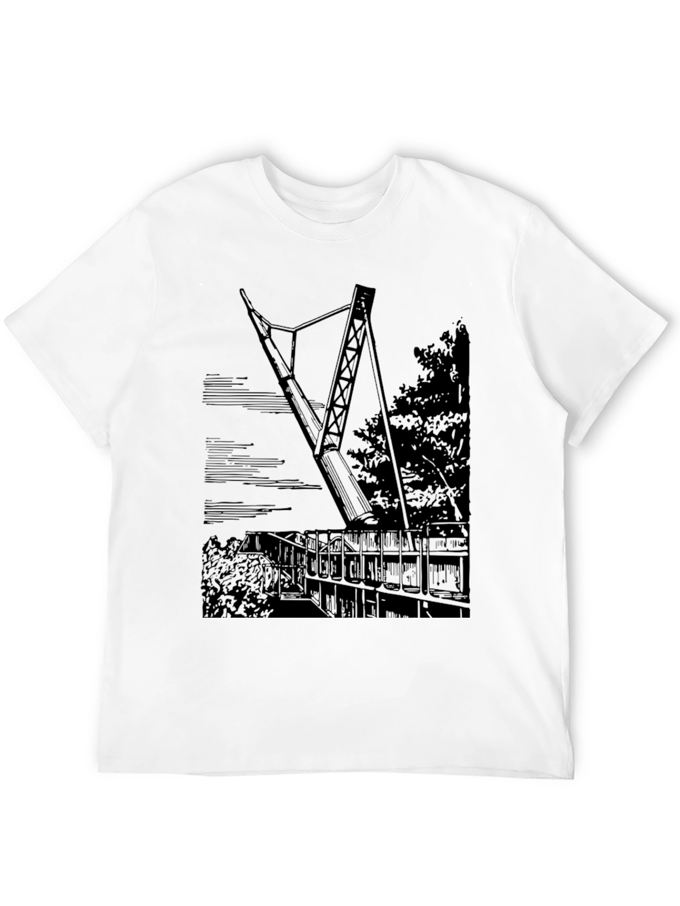 Black Black T-Shirt with Bridge Print view 12