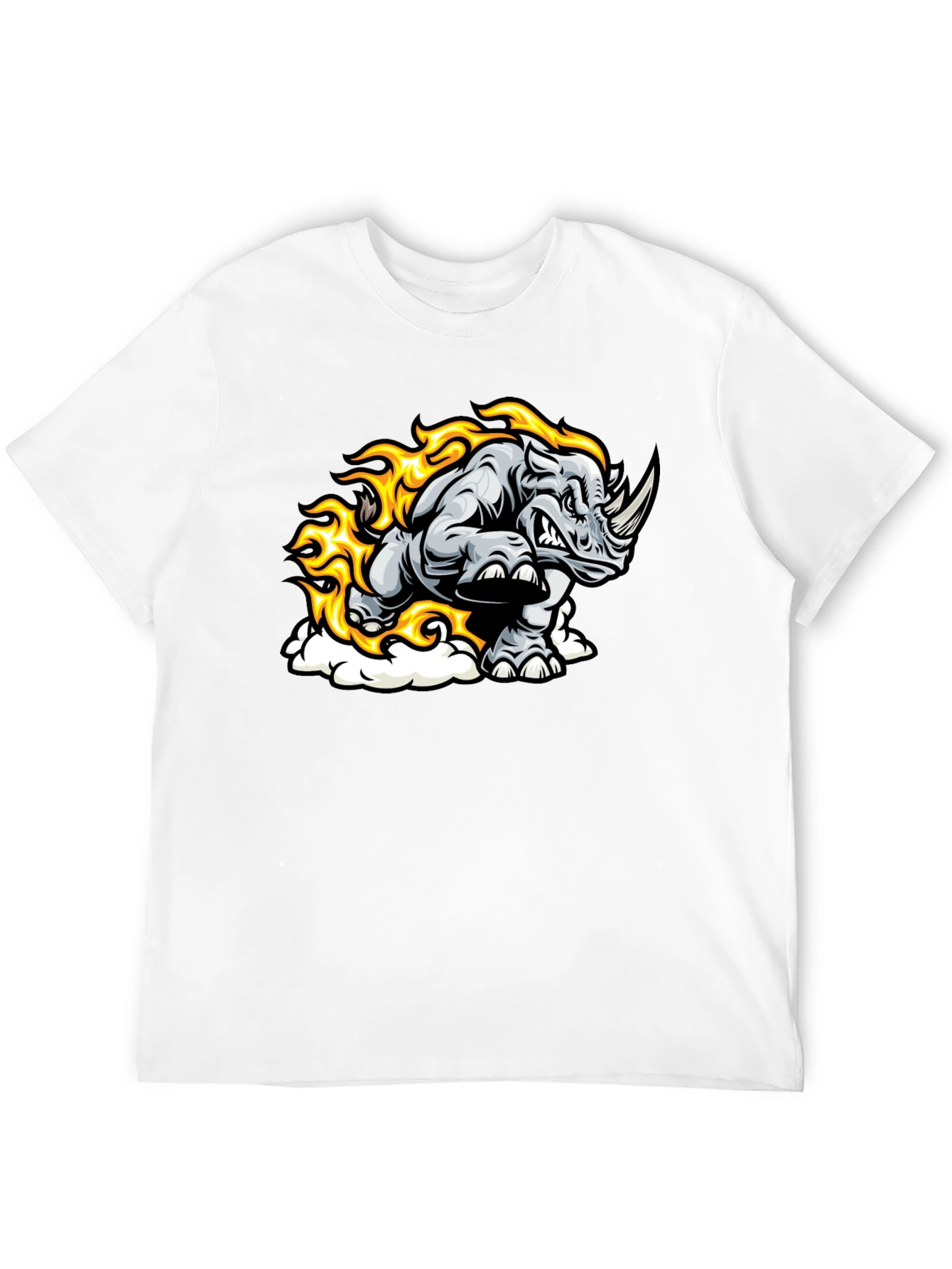 Black Fiery Rhino Graphic T-Shirt - Black Cotton Tee view 12