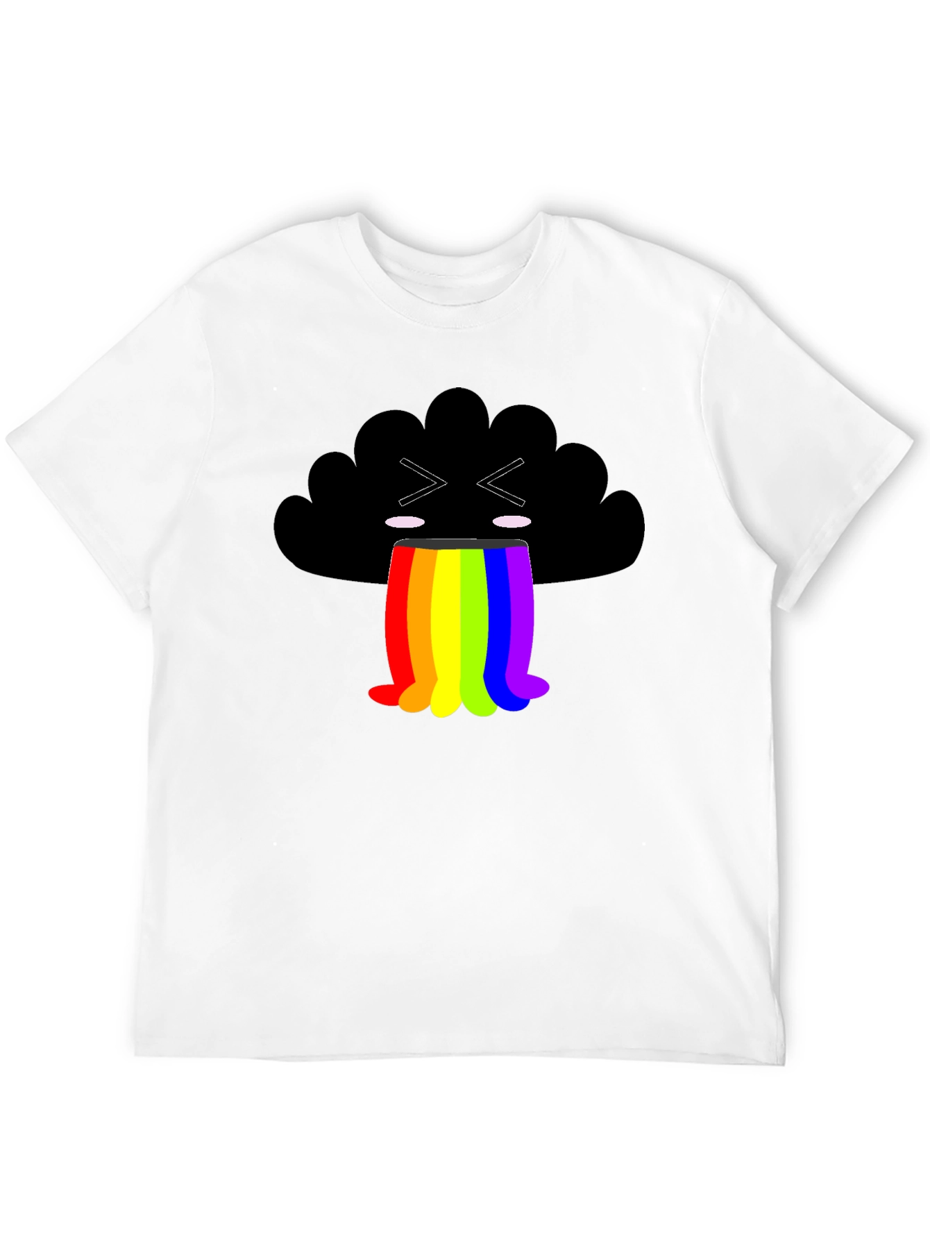 Black Rainbow Puke Cloud Graphic Tee - Soft Cotton Shirt view 12