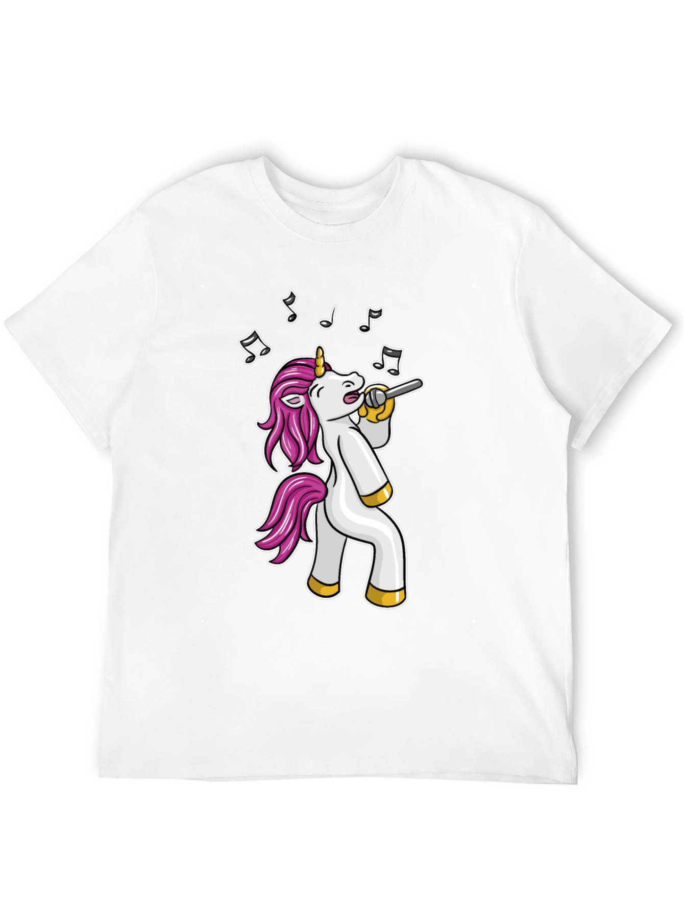 Black Singing Unicorn Black T-Shirt - Cartoon Animal Tee view 12