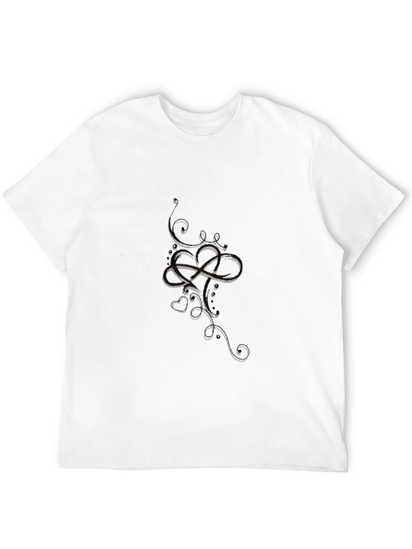 Black Black Graphic Tee with Heart & Infinity Design view 12