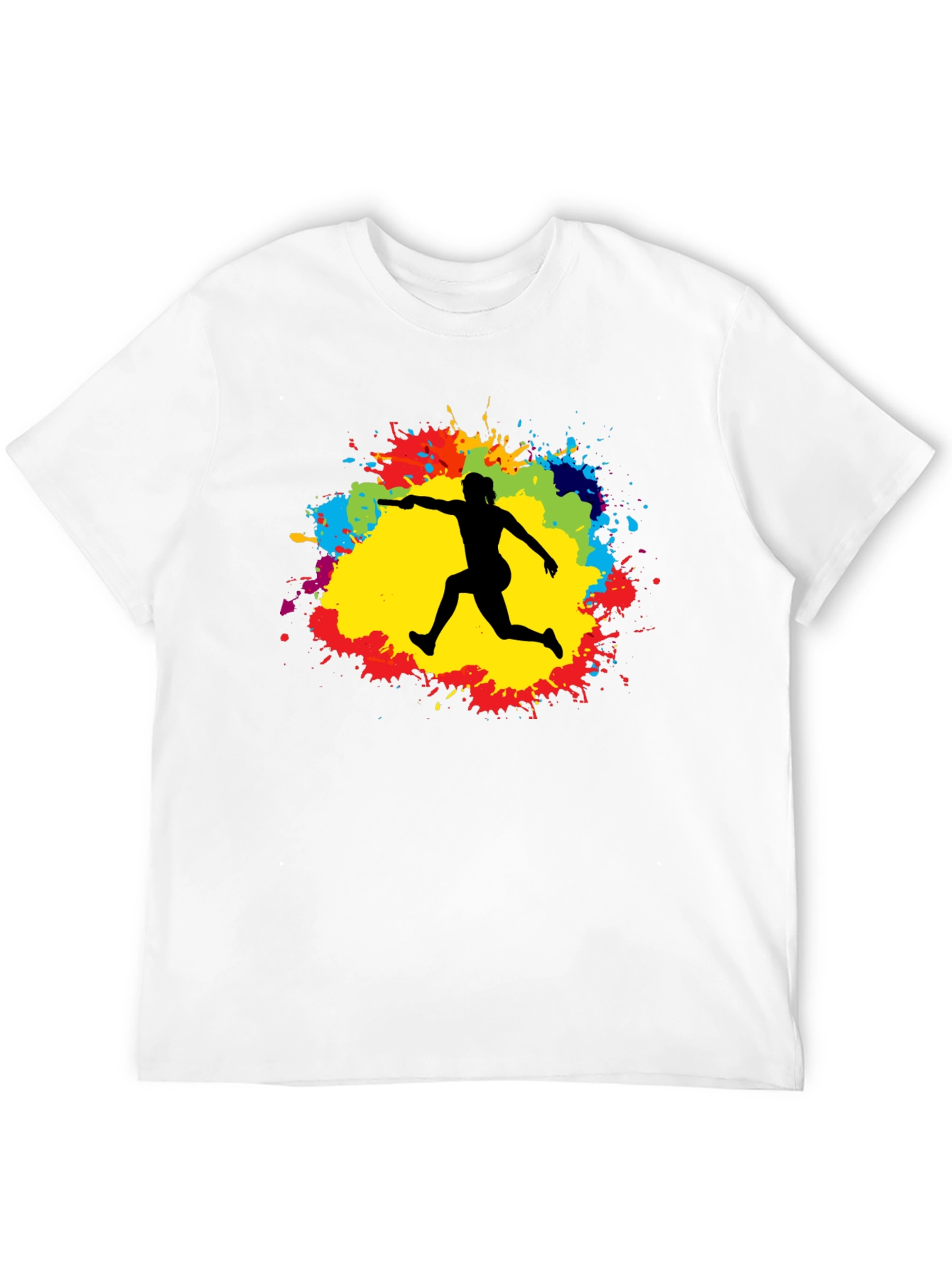 Athlete Silhouette Colorful Paint Splatter T-Shirt - 12