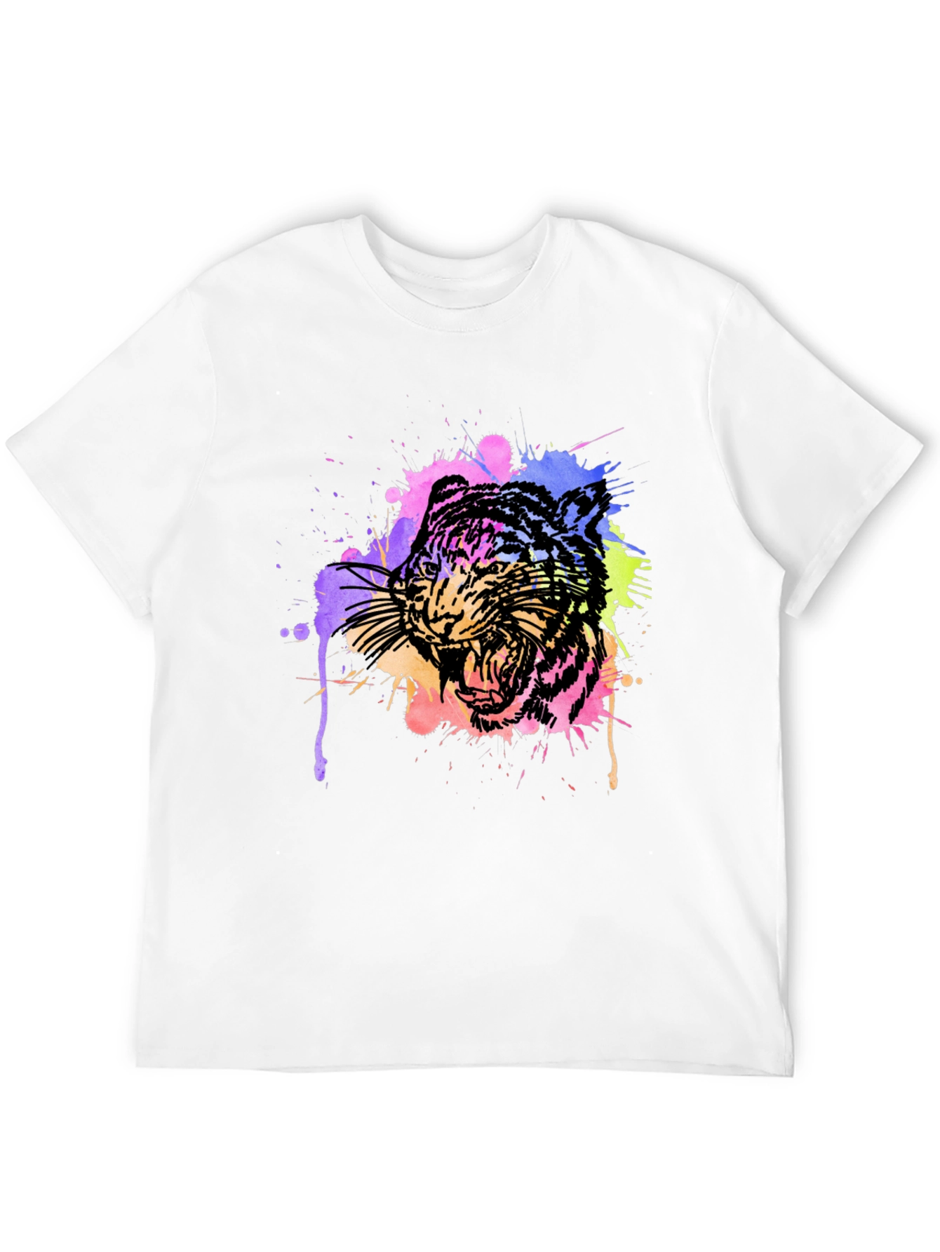 Black Watercolor Tiger Graphic Tee view 12