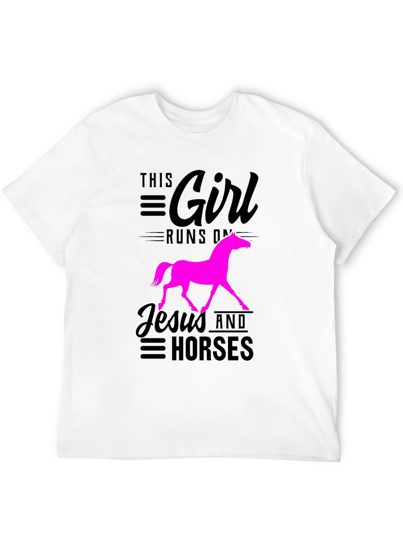Black This Girl Runs on Jesus and Horses Black T-Shirt view 12