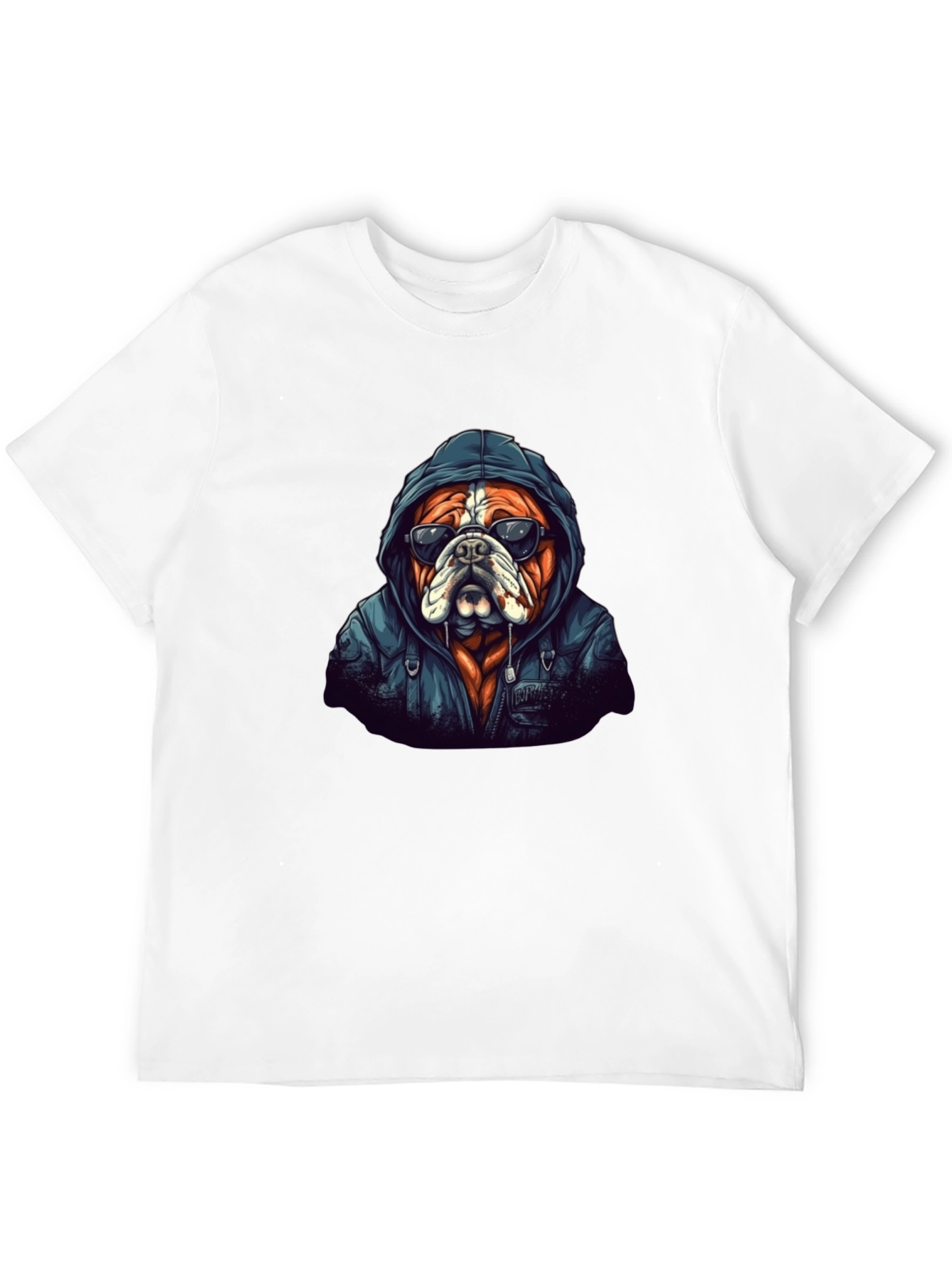 Black Cool Bulldog Graphic Tee - Black Cotton view 12