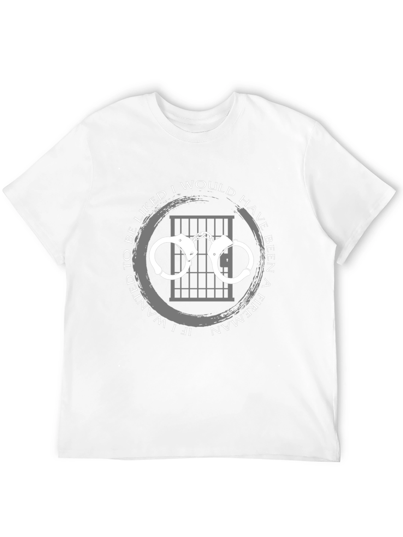 Black Funny Fireman T-Shirt - Handcuffs & Jail Cell view 12