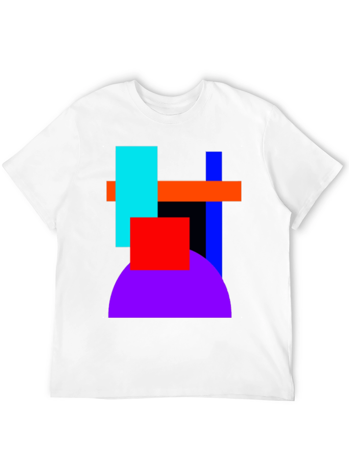 Black Abstract Geometric T-Shirt - Bold Color Block Design view 12