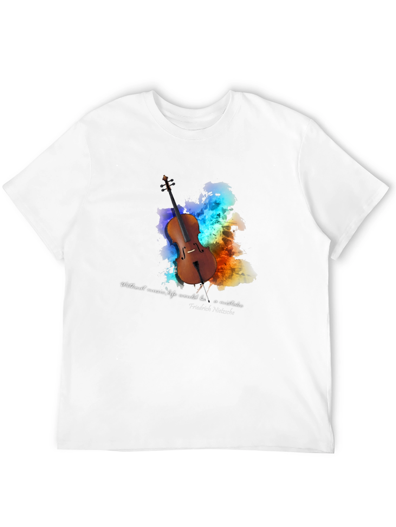 Black Music Lover's T-Shirt: Nietzsche Quote with Cello Design view 12