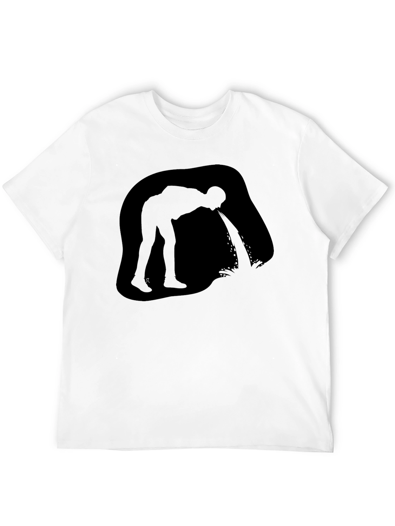 Black Puking Man Silhouette Graphic T-Shirt - Black view 12
