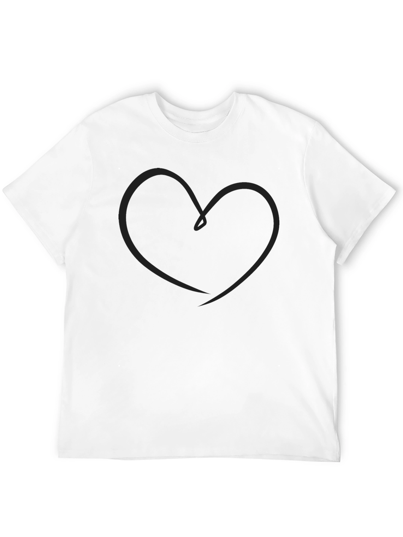 Black Heart Line Art Black T-Shirt view 12