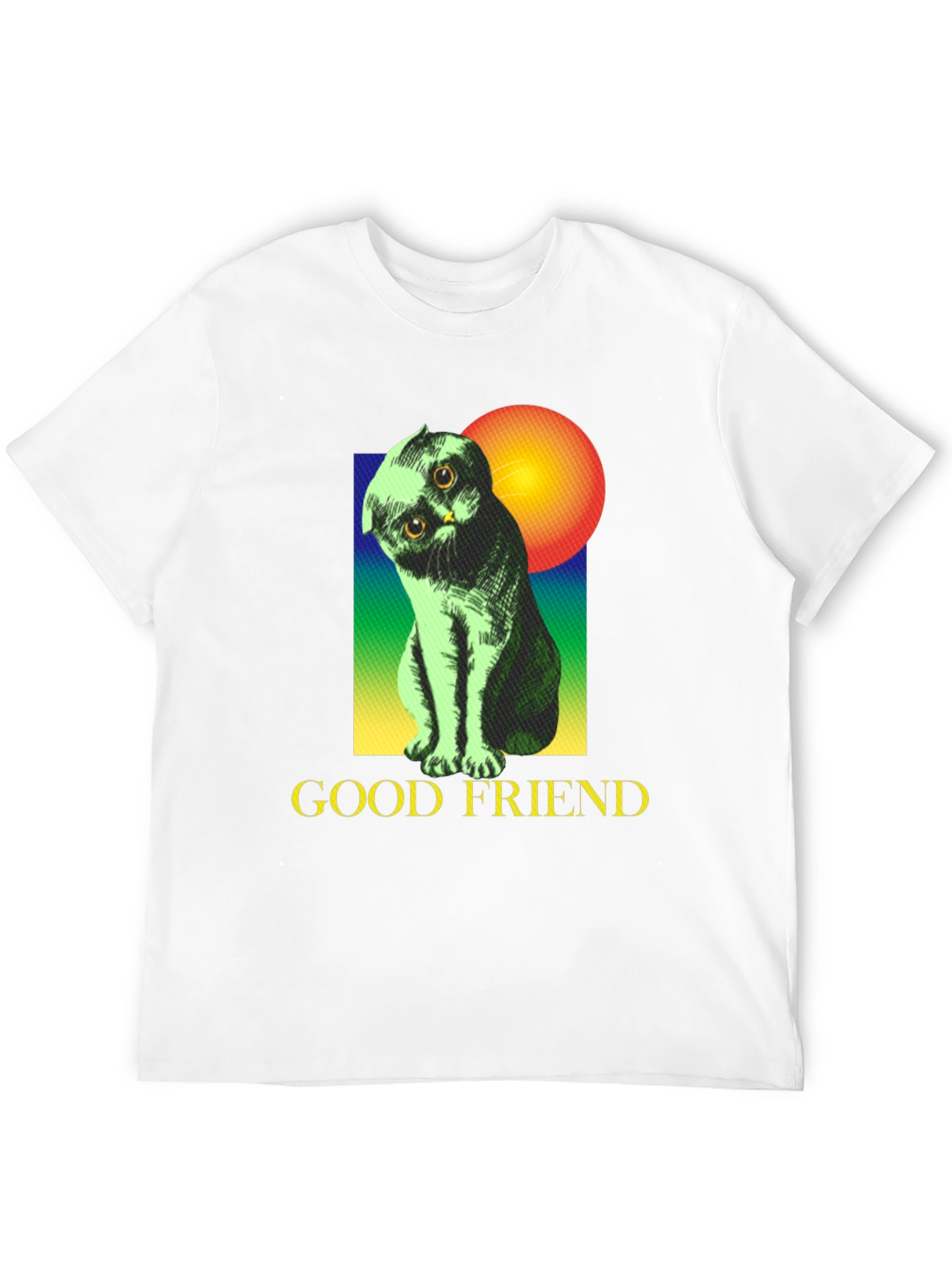 Black Good Friend Cat Graphic Tee - Unisex Soft Cotton Shirt view 12
