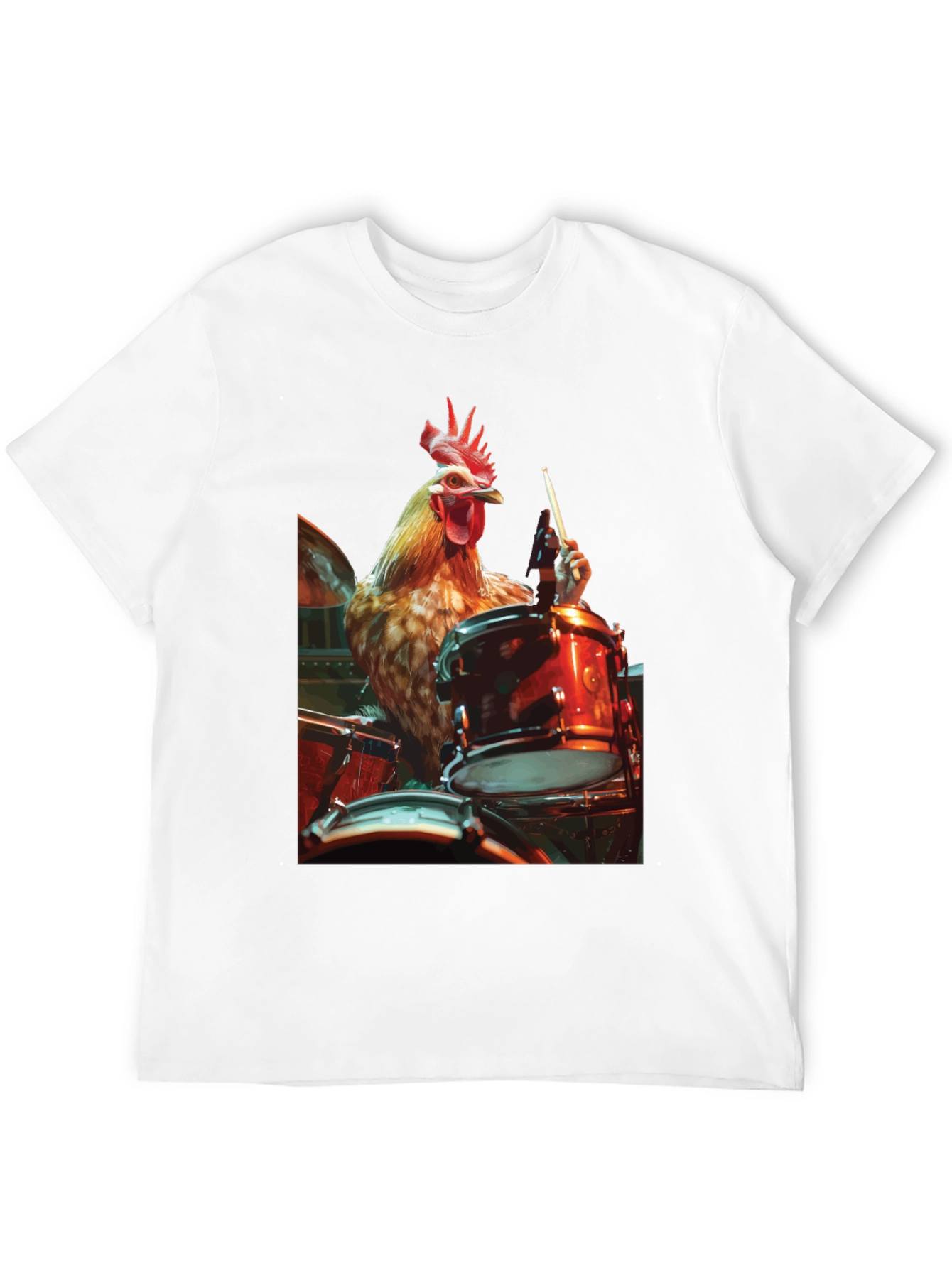 Black Chicken Drummer T-Shirt - Black Graphic Tee view 12