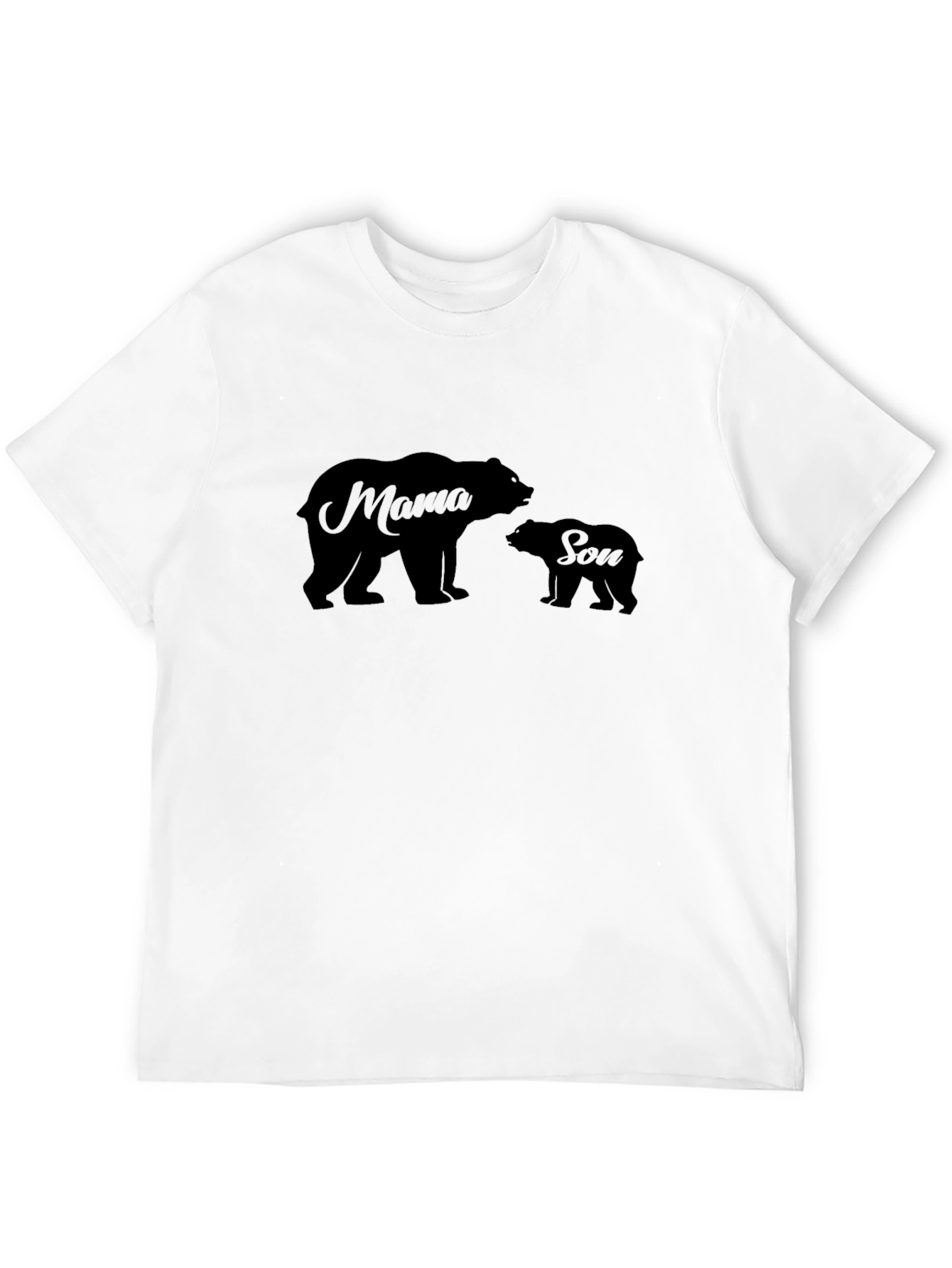 Black Mama Bear & Son Graphic T-Shirt - Black Cotton Tee view 12