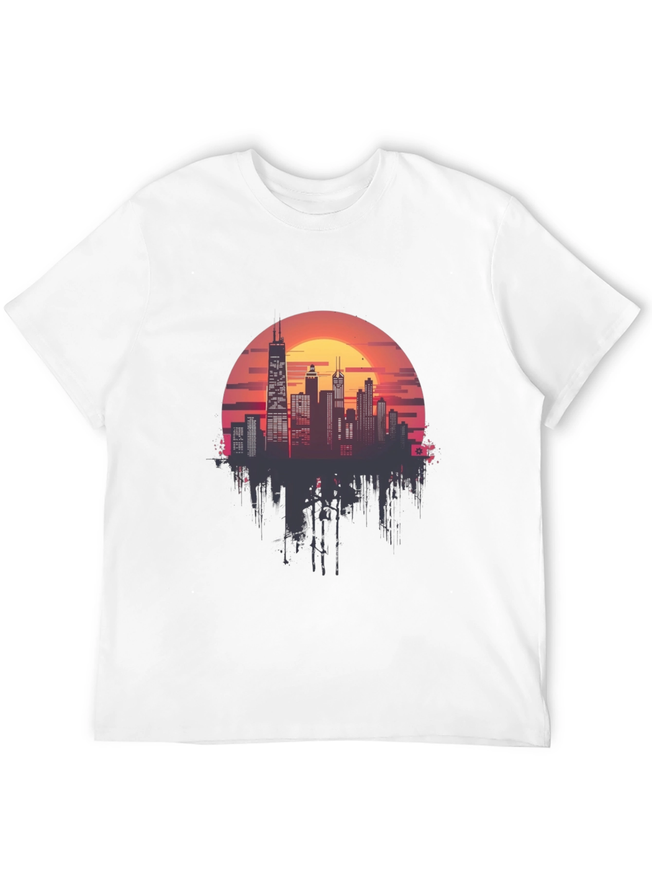 Black Sunset Cityscape Graphic Tee - Retro Style view 12