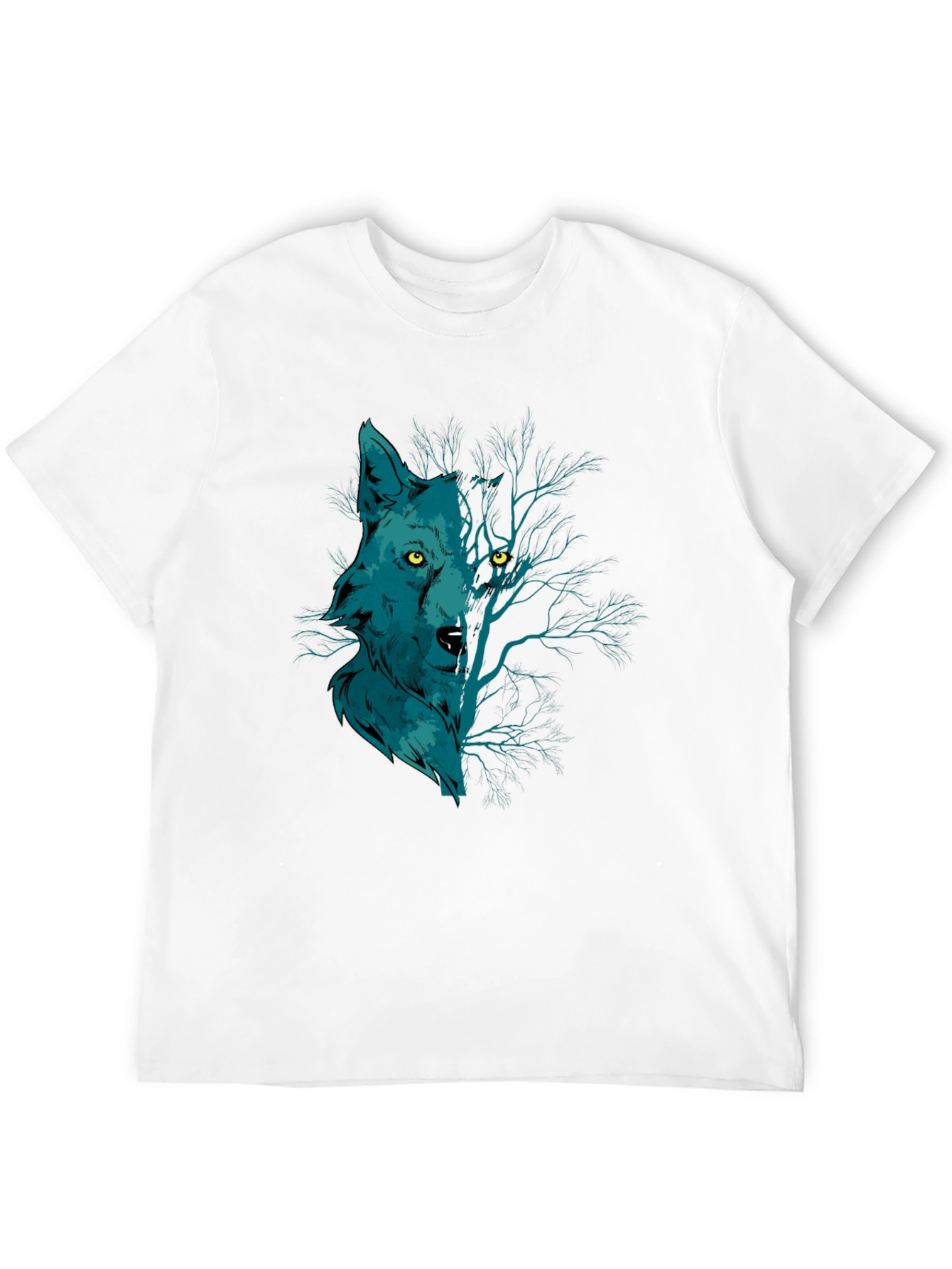 Black Wolf and Woods Graphic Tee - Black Cotton T-Shirt view 12
