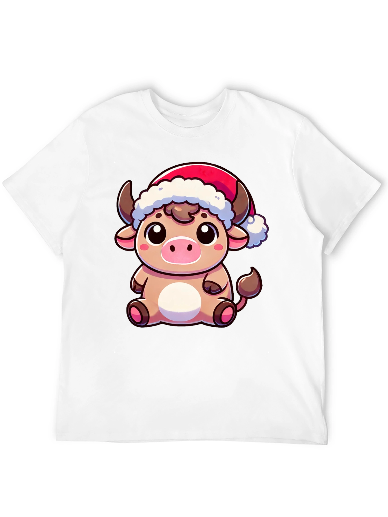 Black Festive Cow T-Shirt - Holiday Cartoon Bull Tee view 12
