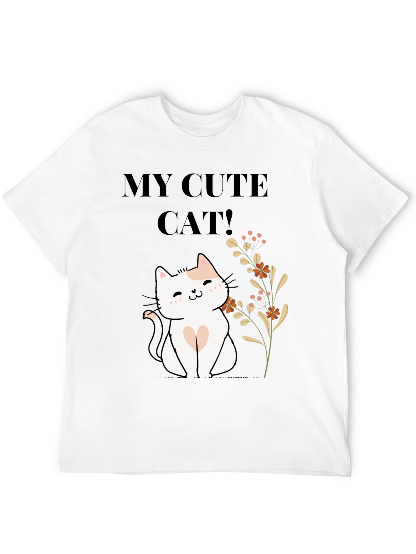 Black Cute Cat T-Shirt - Black Cotton Blend view 12