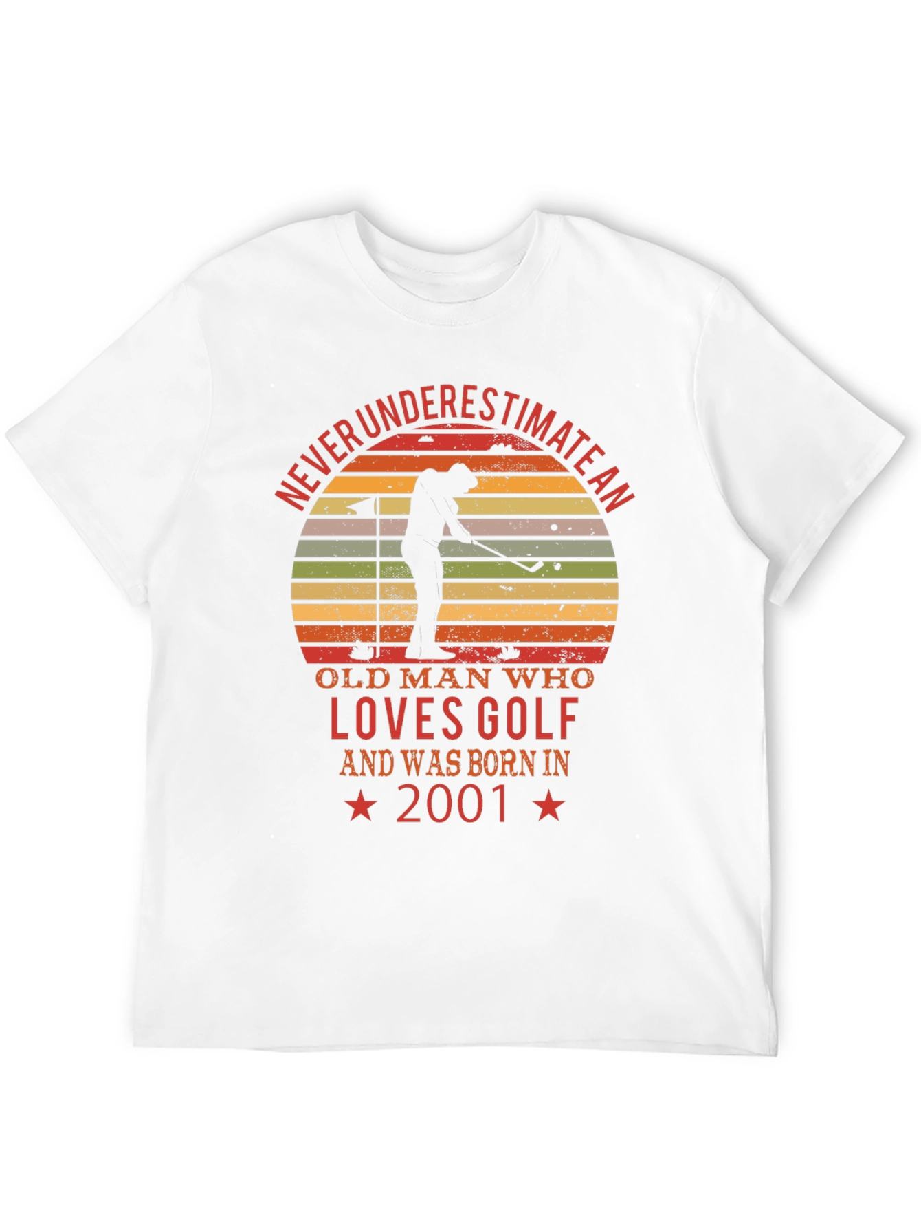 Black Never Underestimate Old Man Golf 2001 T-Shirt view 12