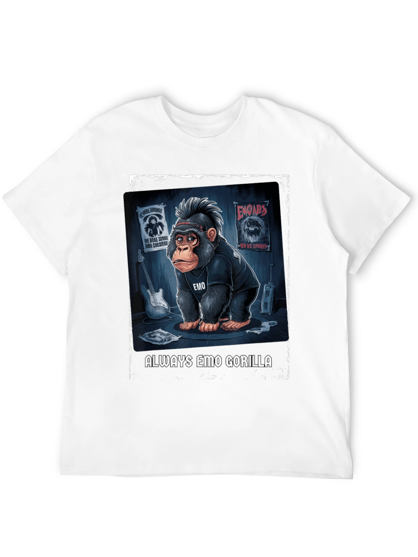 Black Emo Gorilla Graphic Tee - Rocker Style view 12