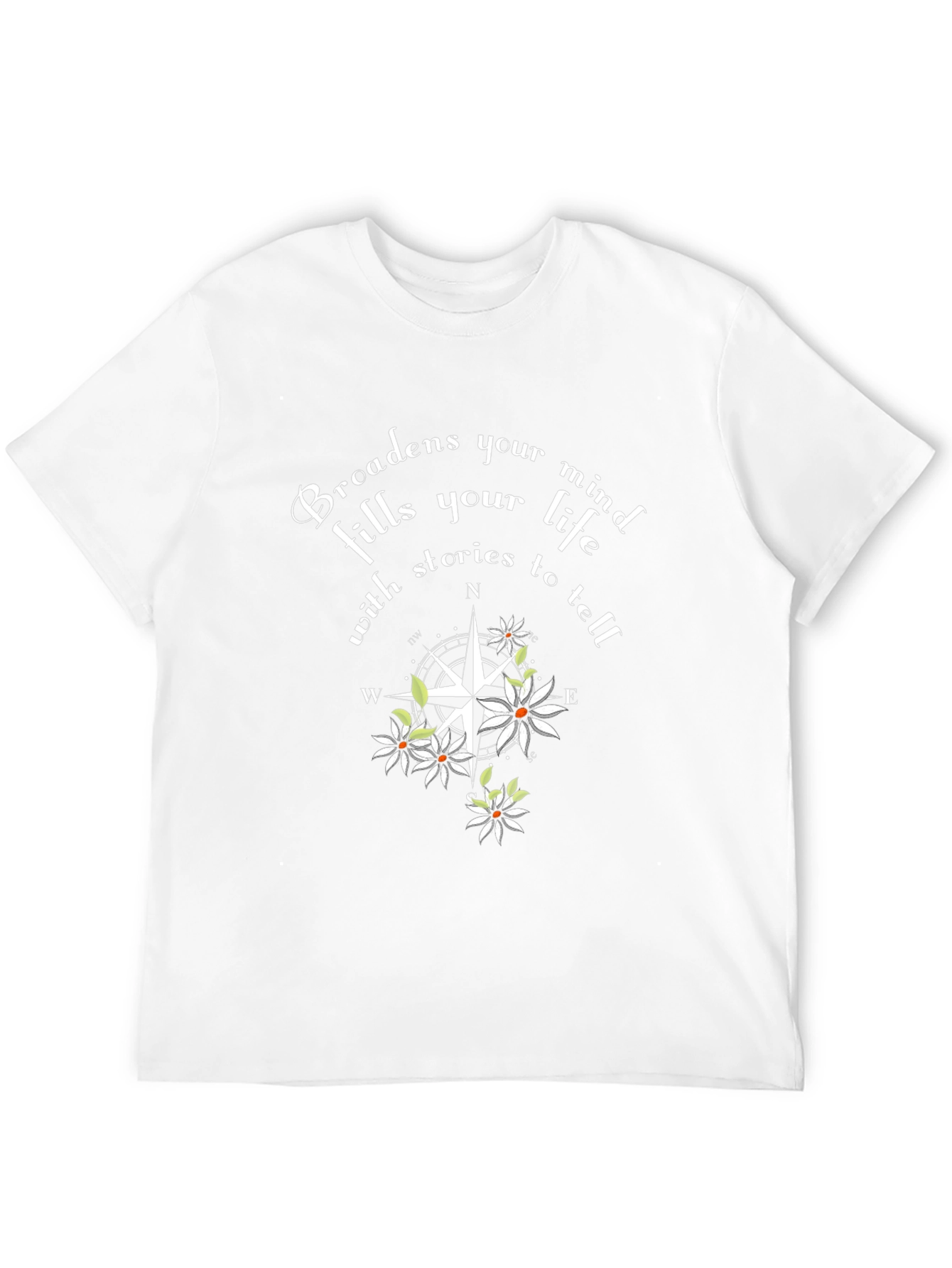 Black Inspirational Compass Floral Graphic Black T-Shirt view 12