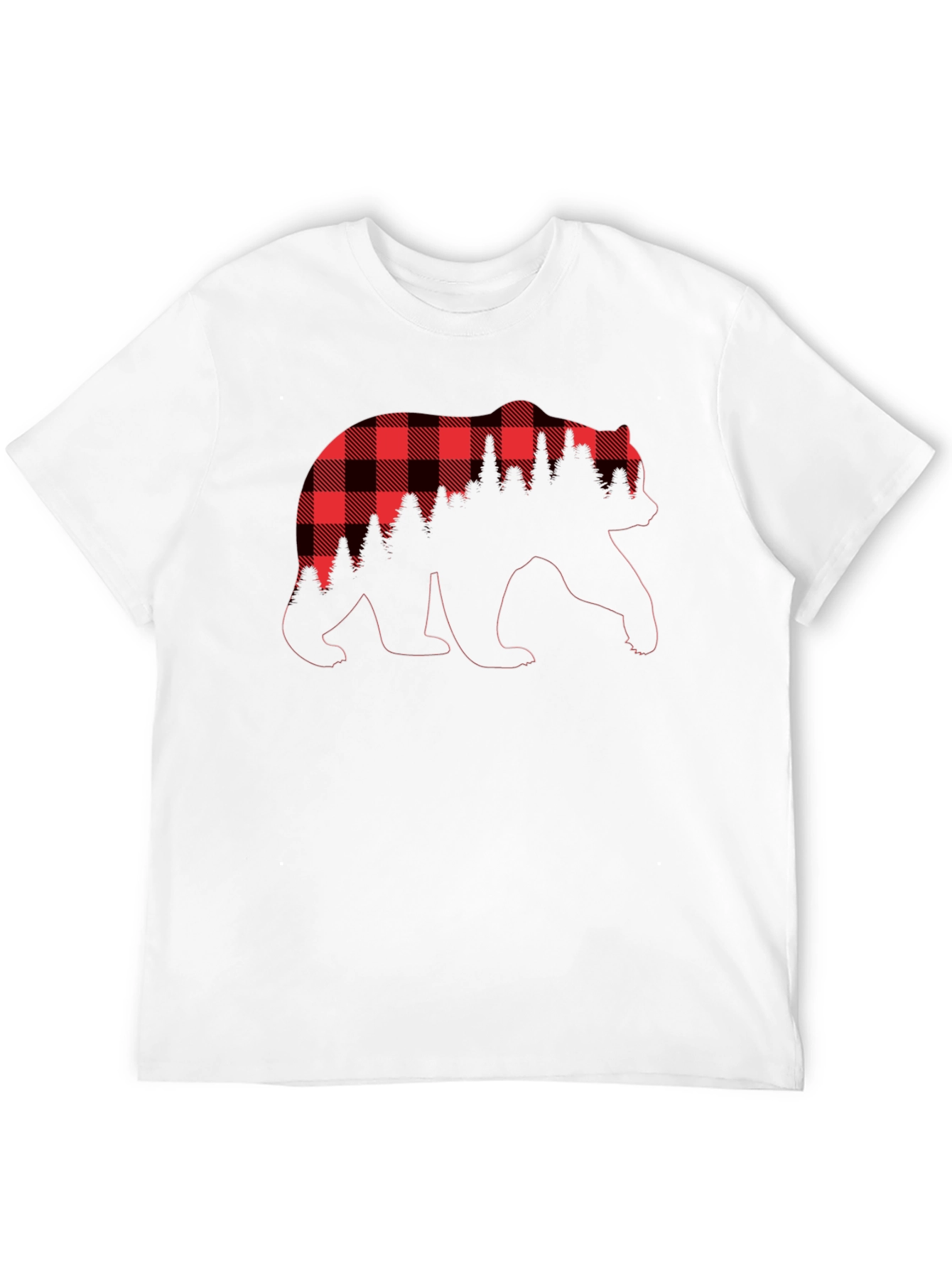 Black Buffalo Plaid Bear Graphic T-Shirt view 12